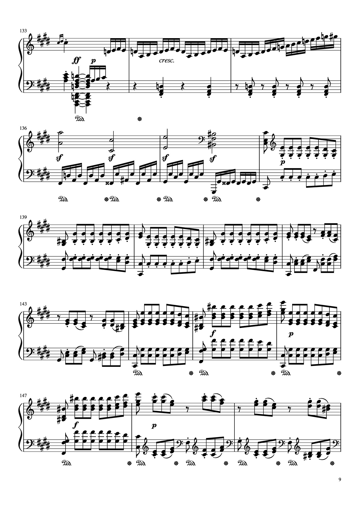 Page 9 of Sheet music PDF Piano Sonata in C# Minor, Moonlight Piano - LUDWIG VAN BEETHOVEN