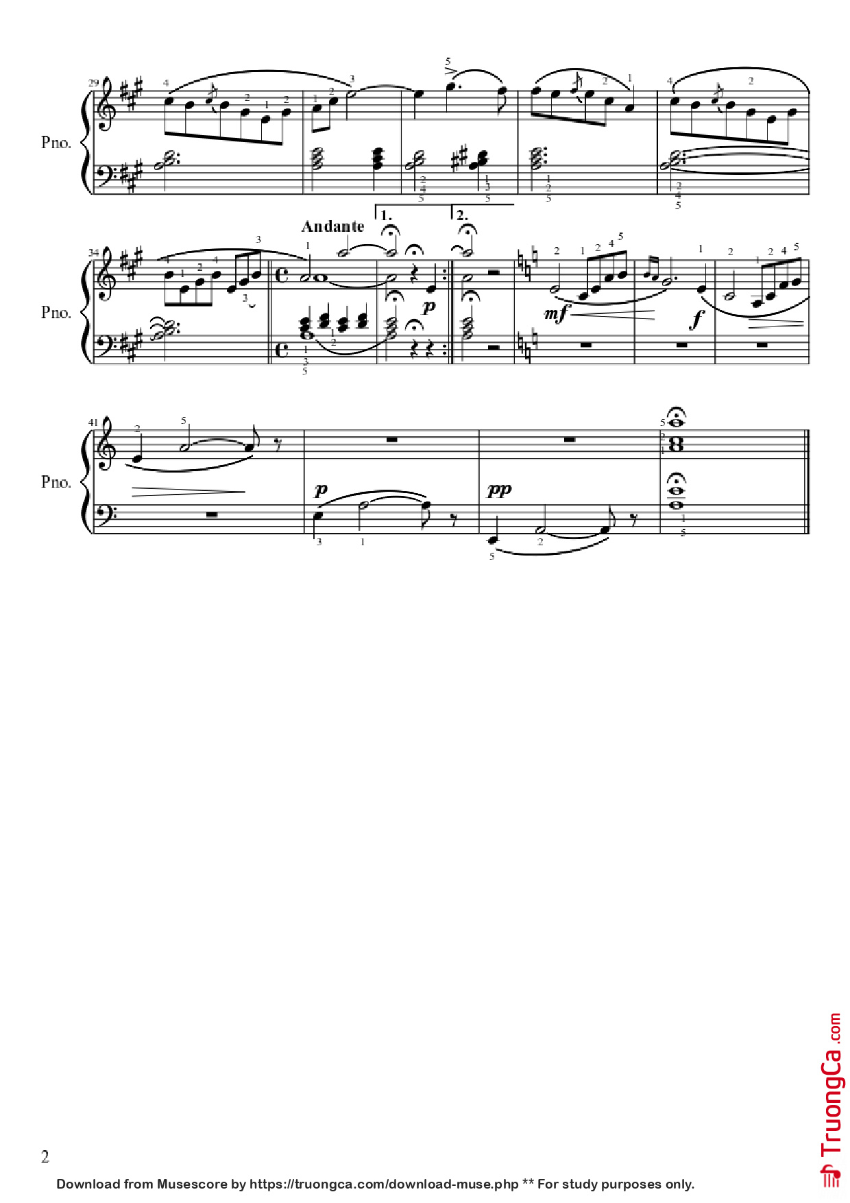 Page 2 of Sheet music PDF Piano Canción de Solveig Piano - Edvard Grieg