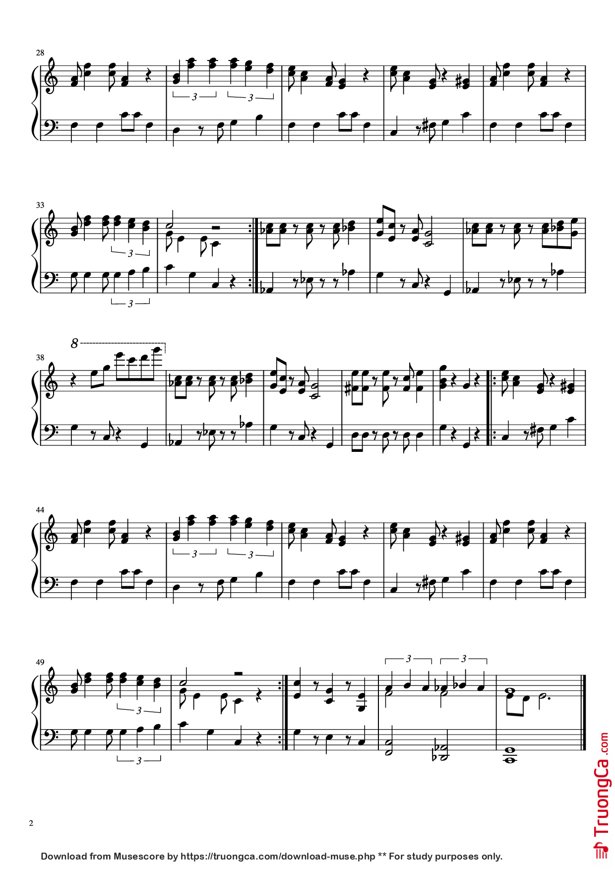 Page 2 of Sheet music PDF Piano Super Mario Bros. : Main Theme Piano - Undefined