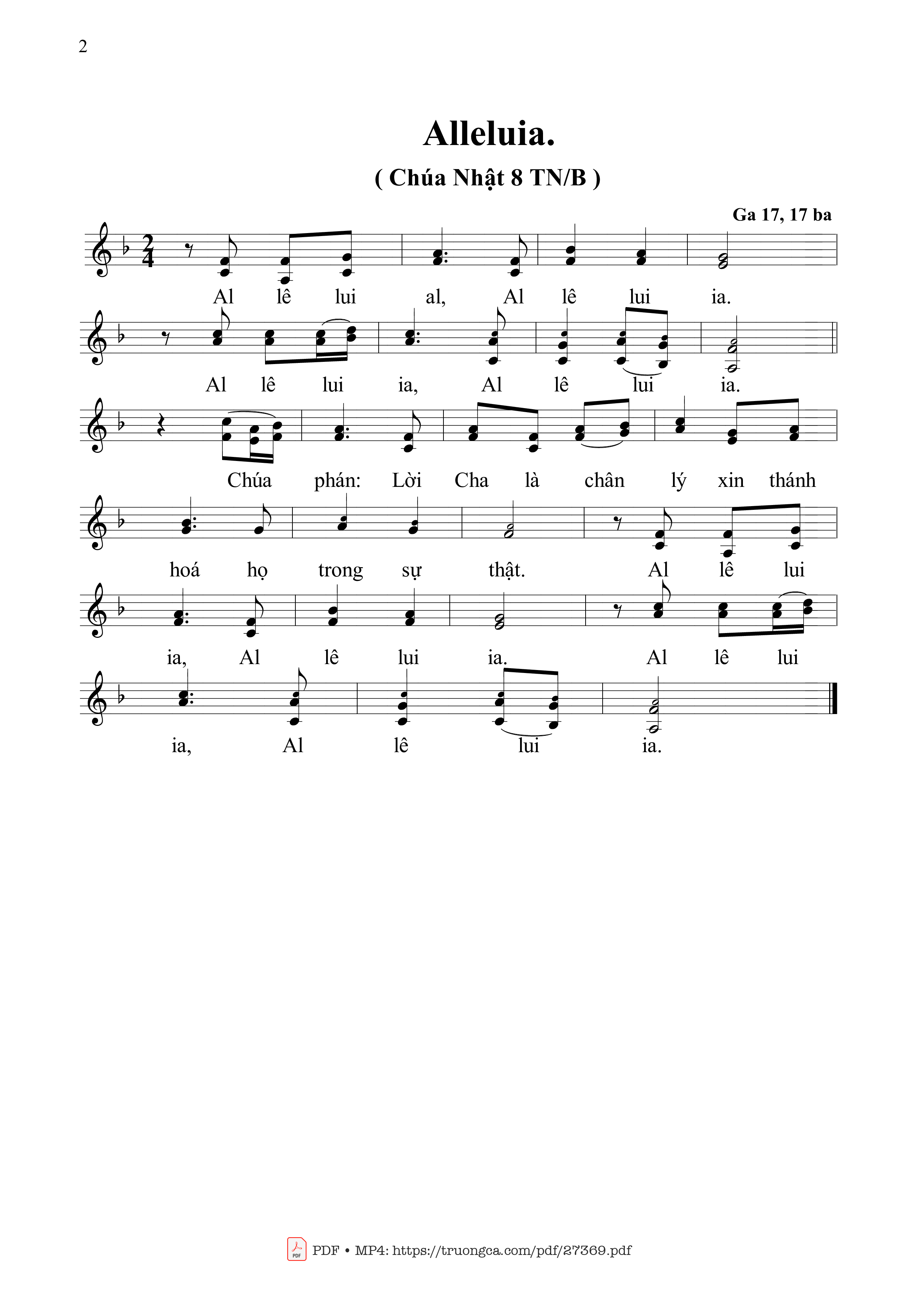 Page 2 of Sheet music PDF Thánh Vịnh 102, Chúa Nhật 8B Thường Niên - Thanh Nhàn