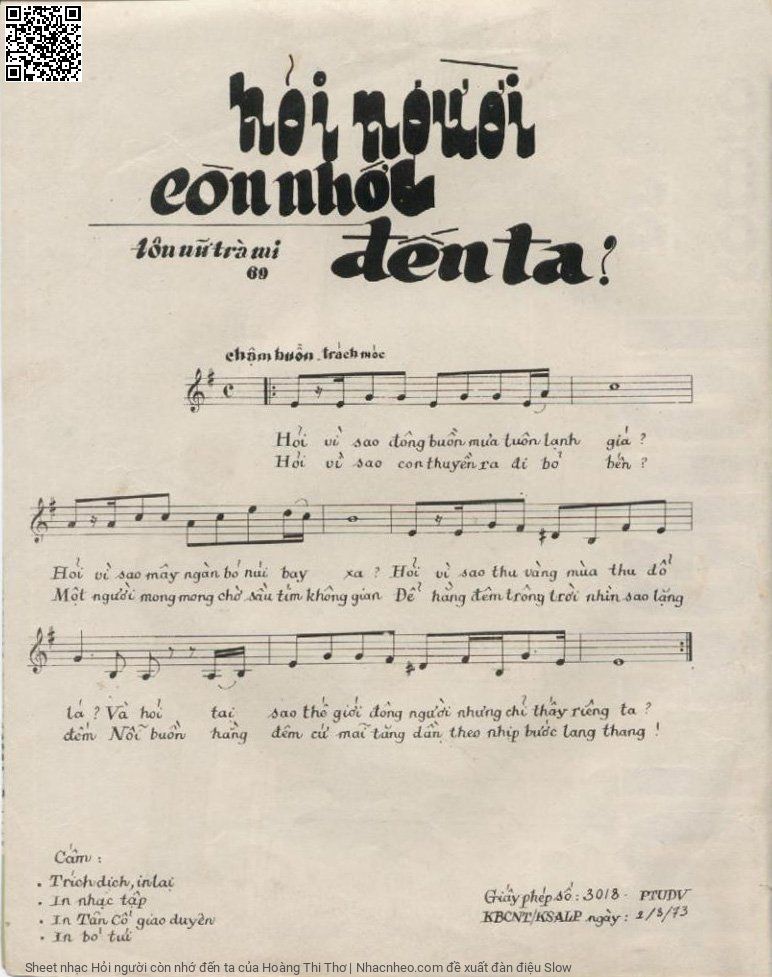 Page 2 of Sheet music PDF Hỏi người còn nhớ đến ta - Hoàng Thi Thơ