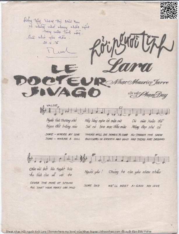 Page 2 of Sheet music PDF Hỡi người tình Lara (Somewhere my love) - Nhạc Ngoại