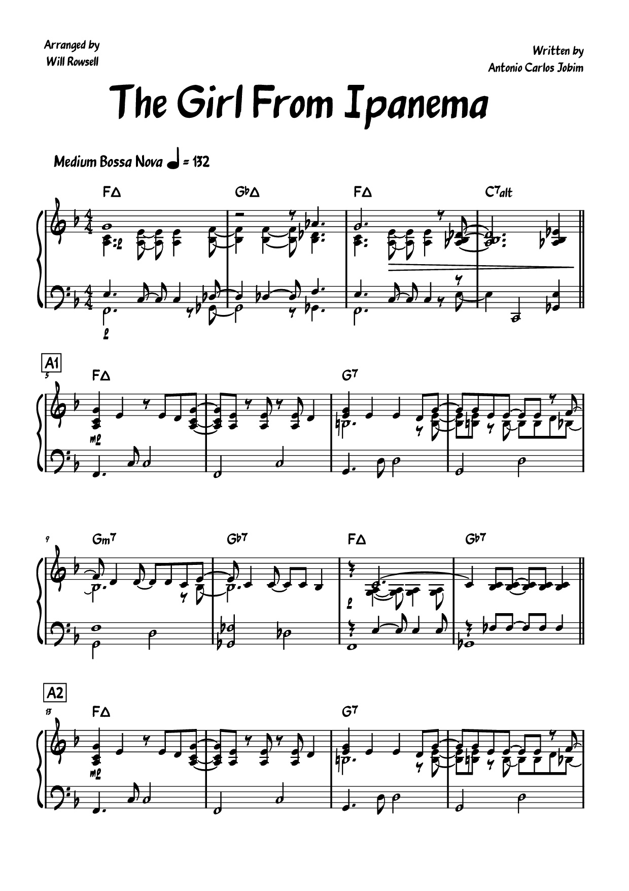 Sheet PDF of The Girl From Ipanema Piano