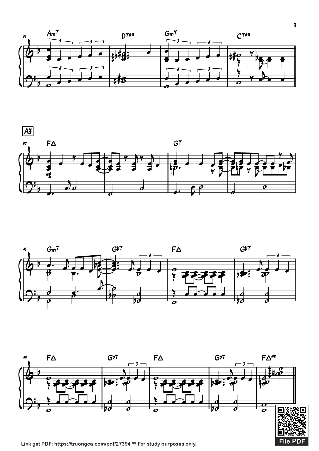 Page 3 of Sheet music PDF Piano The Girl From Ipanema Piano - Written by