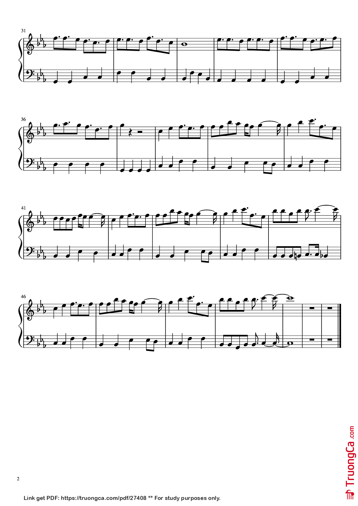 Page 2 of Sheet music PDF Piano A Cruel Angel