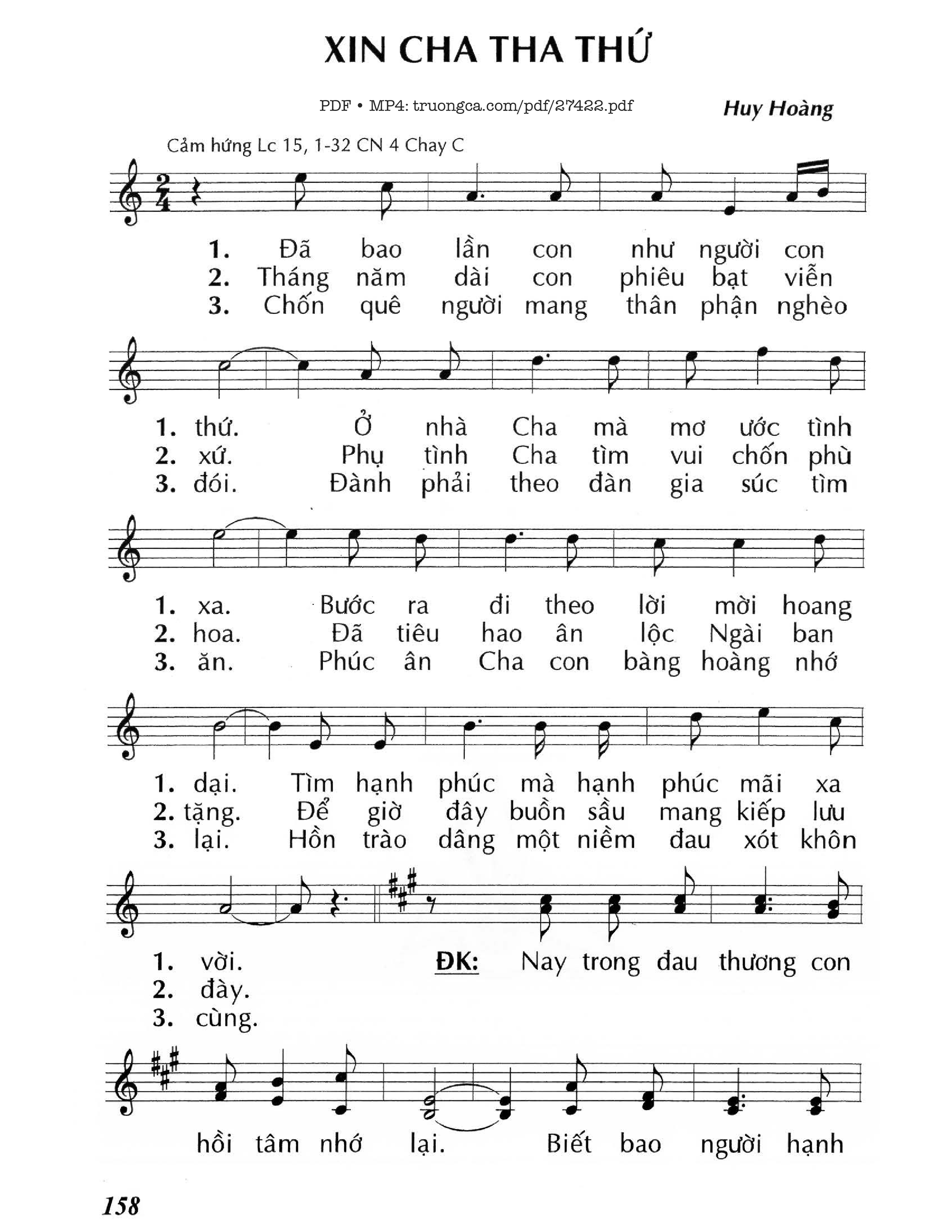 Sheet PDF of Xin Chúa Tha Thứ
