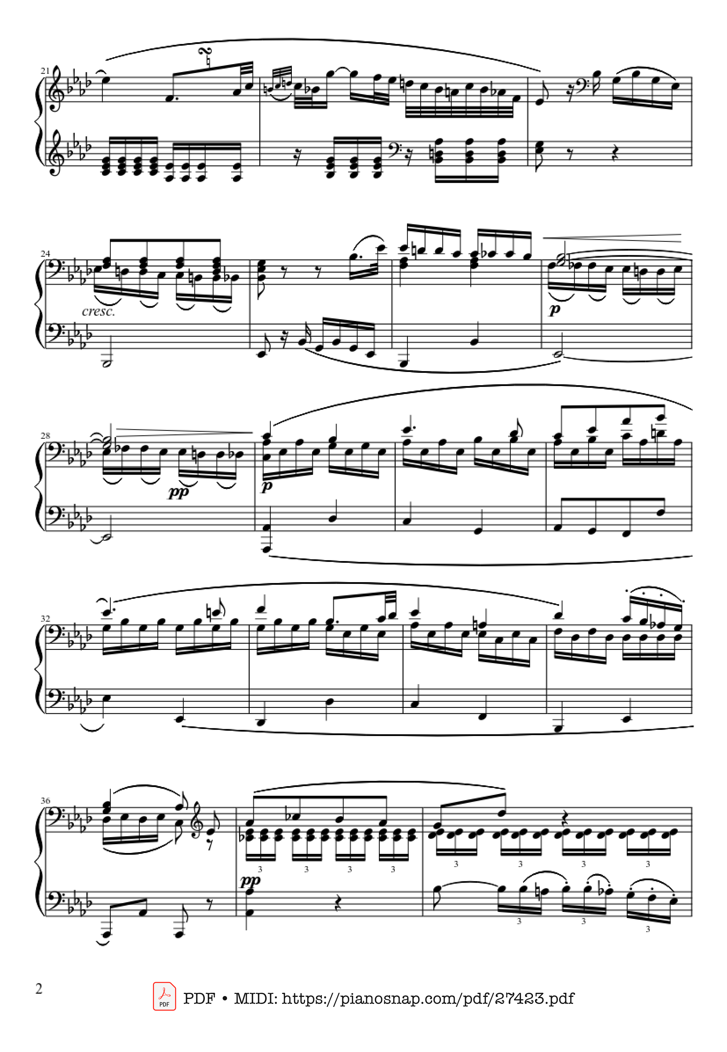Page 2 of Sheet music PDF Piano Sonate No. 8, Pathétique Piano - Ludwig van Beethoven