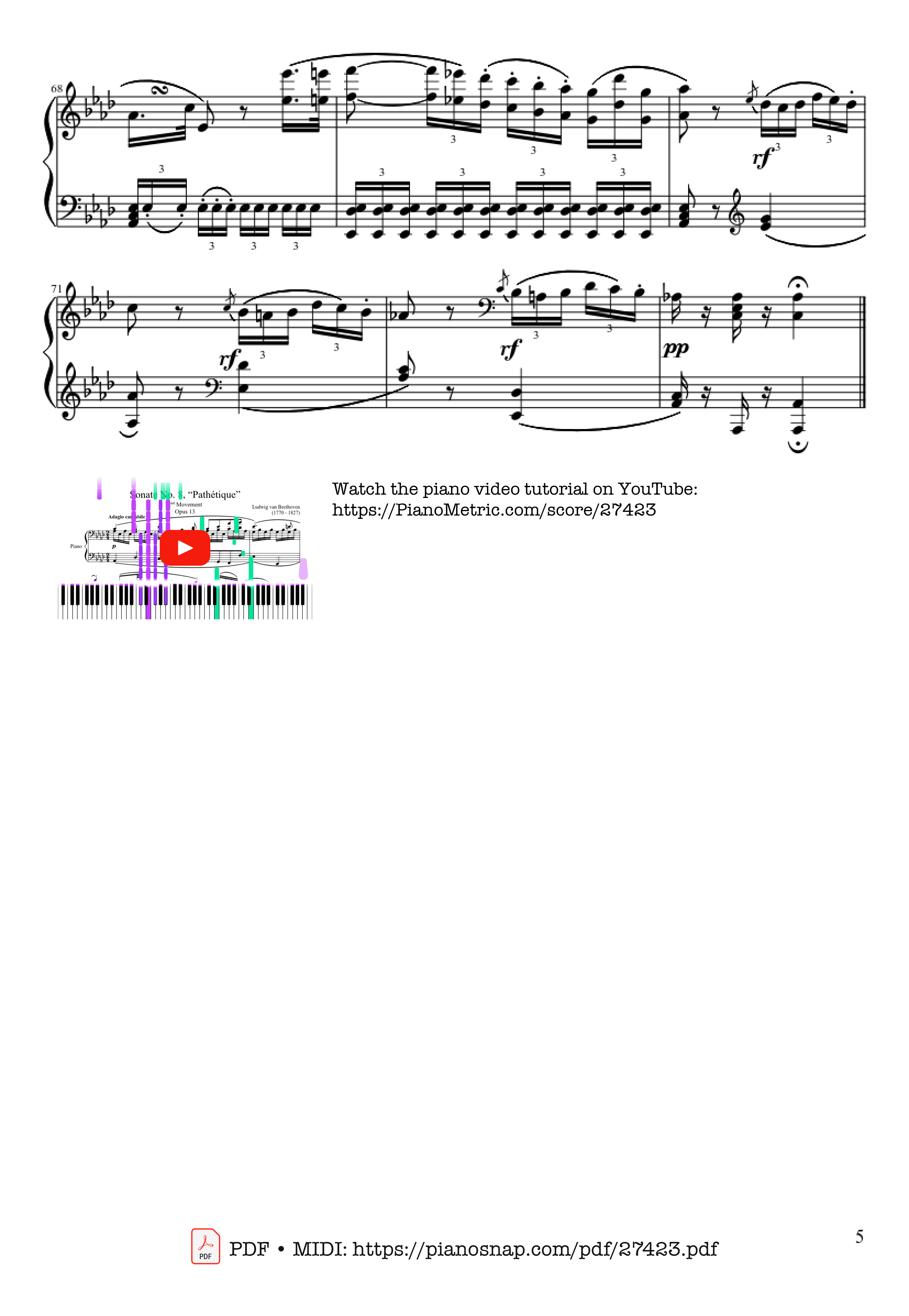 Page 5 of Sheet music PDF Piano Sonate No. 8, Pathétique Piano - Ludwig van Beethoven