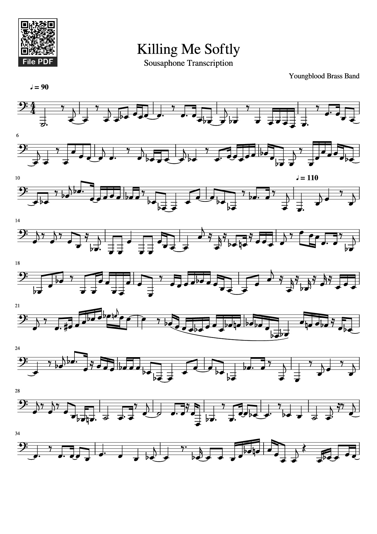 Sheet PDF of Killing Me Softly