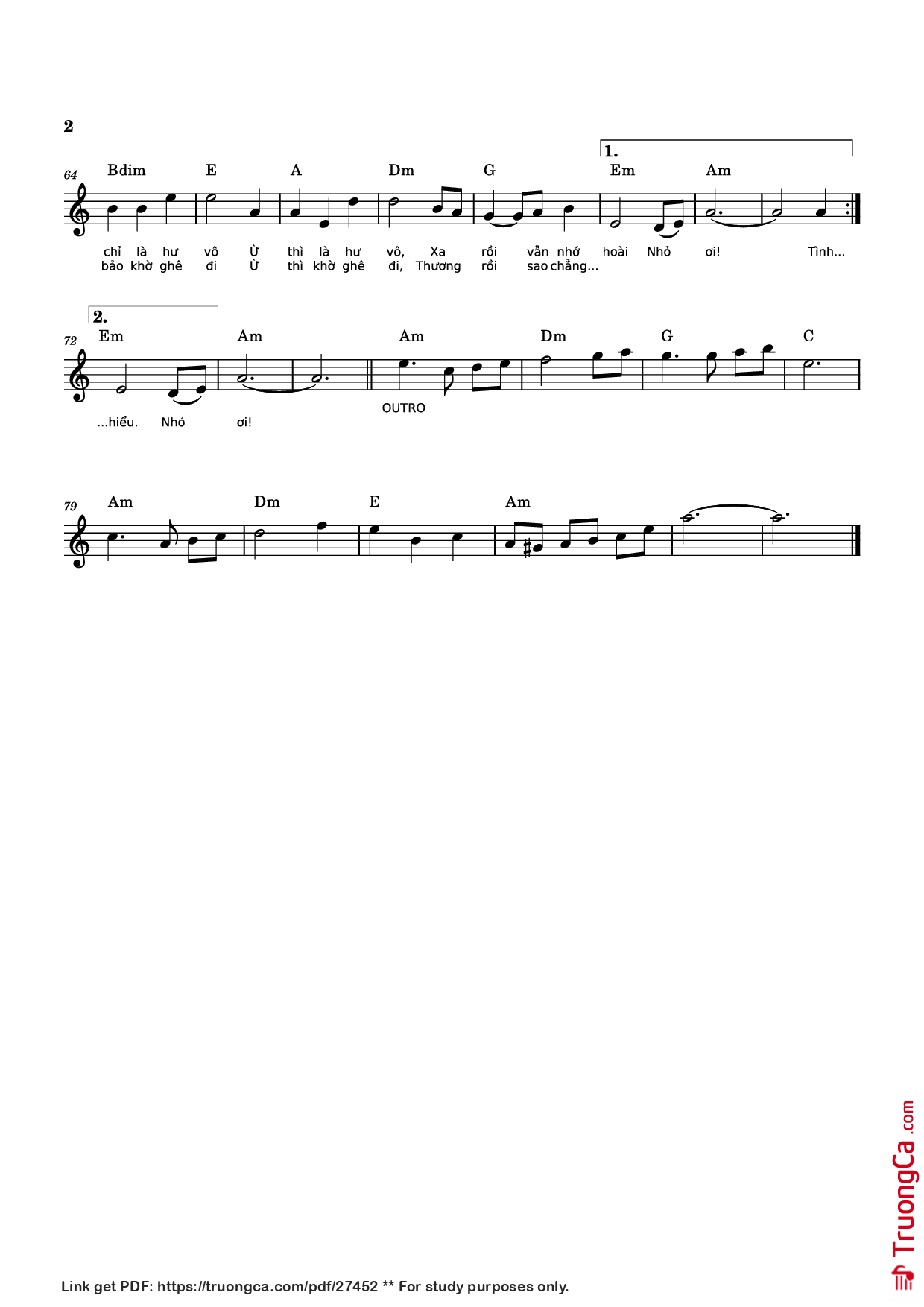 Page 2 of Sheet music PDF Piano Nhỏ ơi (bản Chí Tài) - Đào Quang Nhật