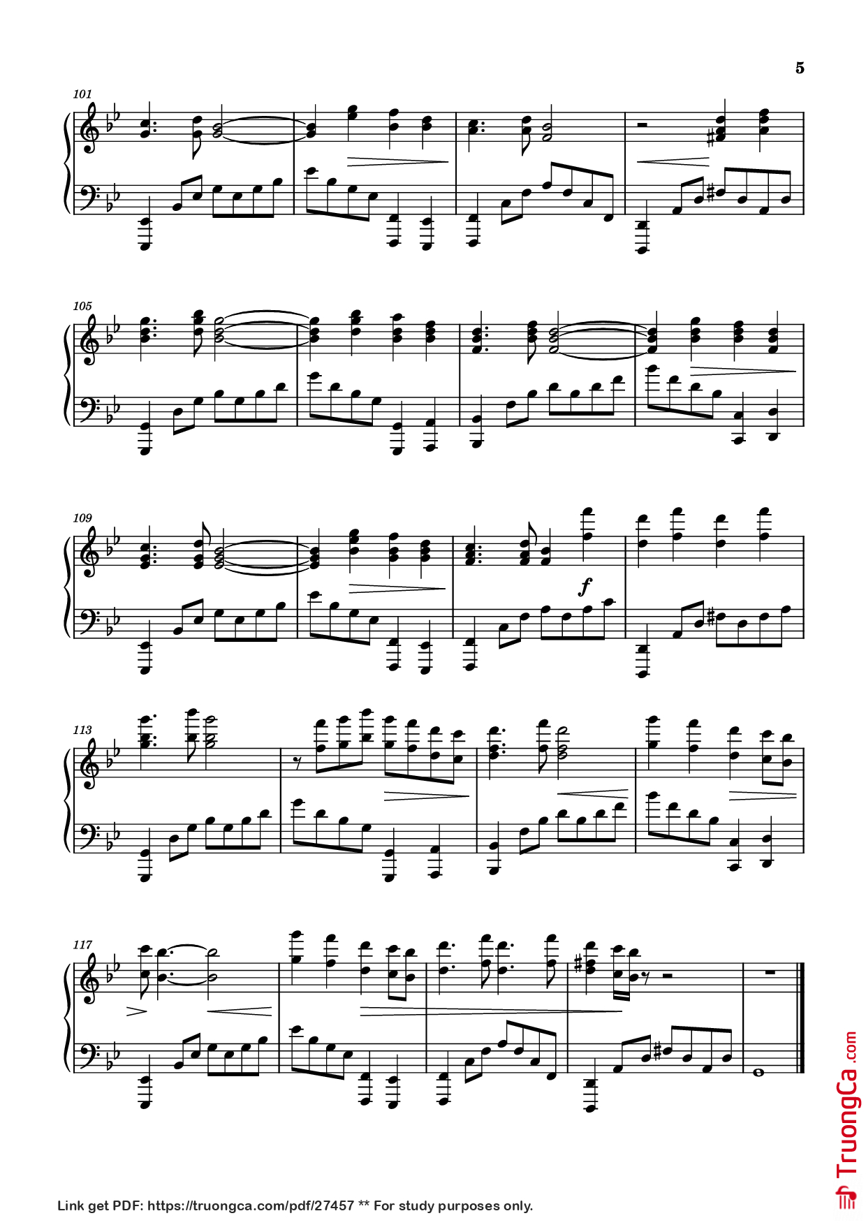 Page 5 of Sheet music PDF Piano Too Sweet [sped up] Piano - XZeron