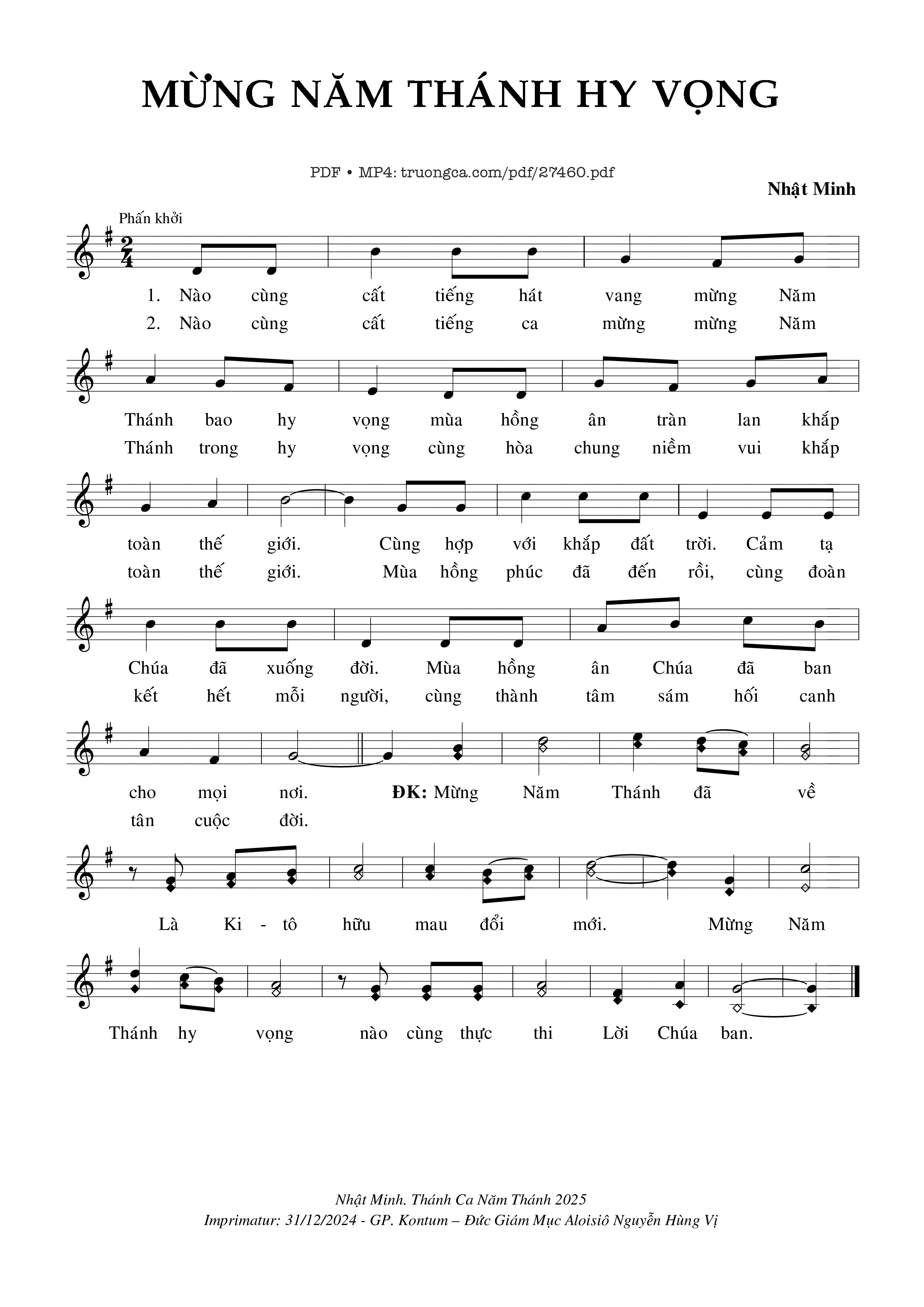 Mừng Năm Thánh Hy Vọng