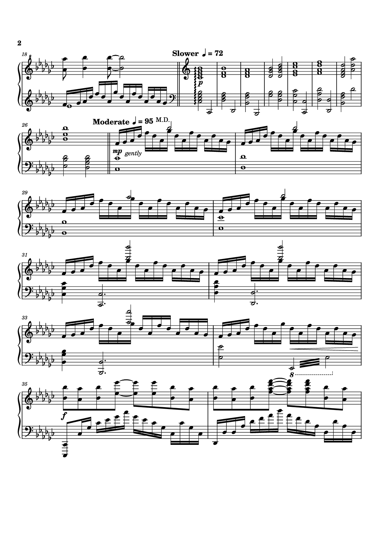 Page 2 of Sheet music PDF Piano Again Piano - Original Composer: Masaru Yokoyama