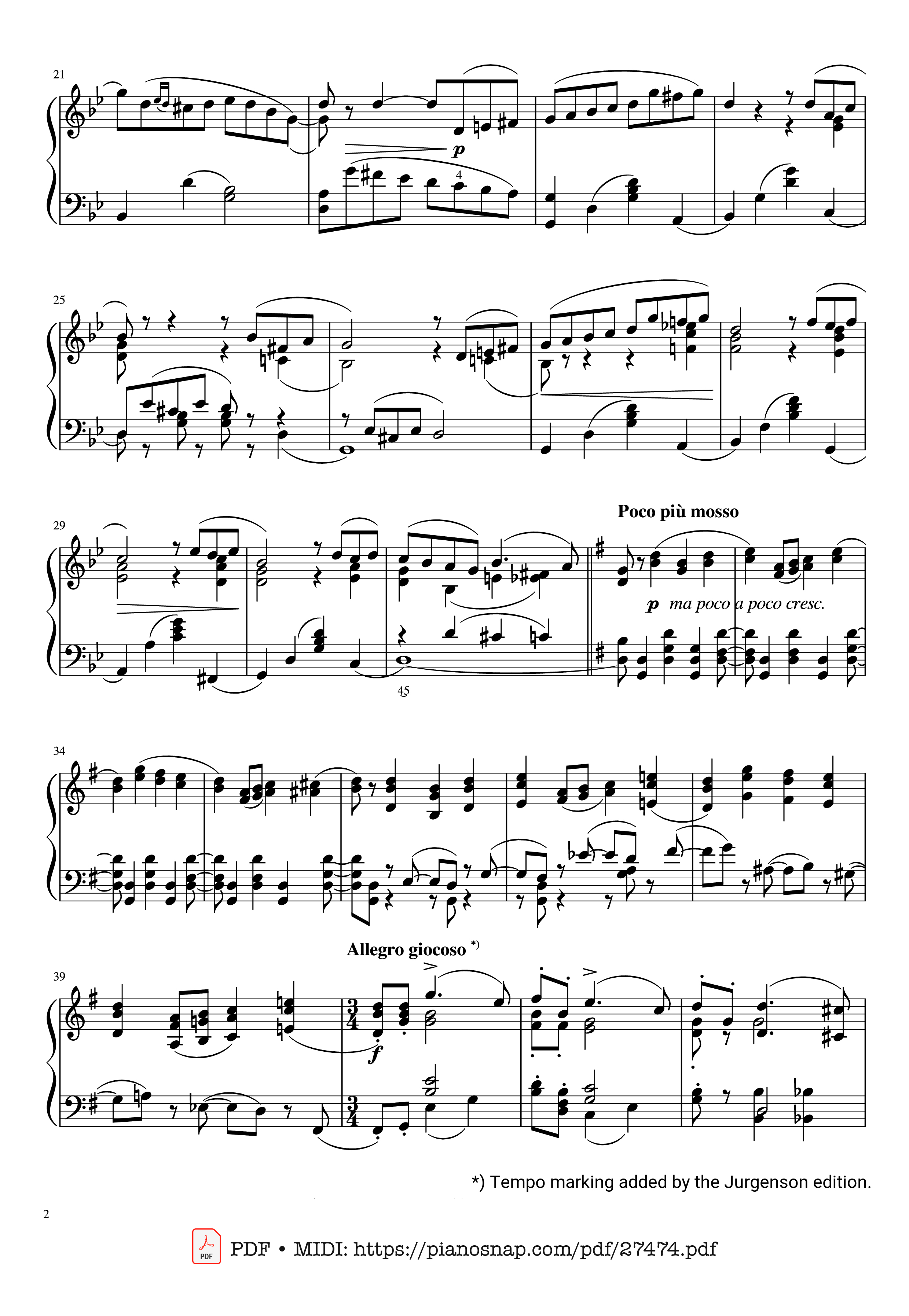 Page 2 of Sheet music PDF Piano The Seasons, Op. 37a, June, Barcarolle, Tchaikovsky - Pyotr Ilyich Tchaikovsky