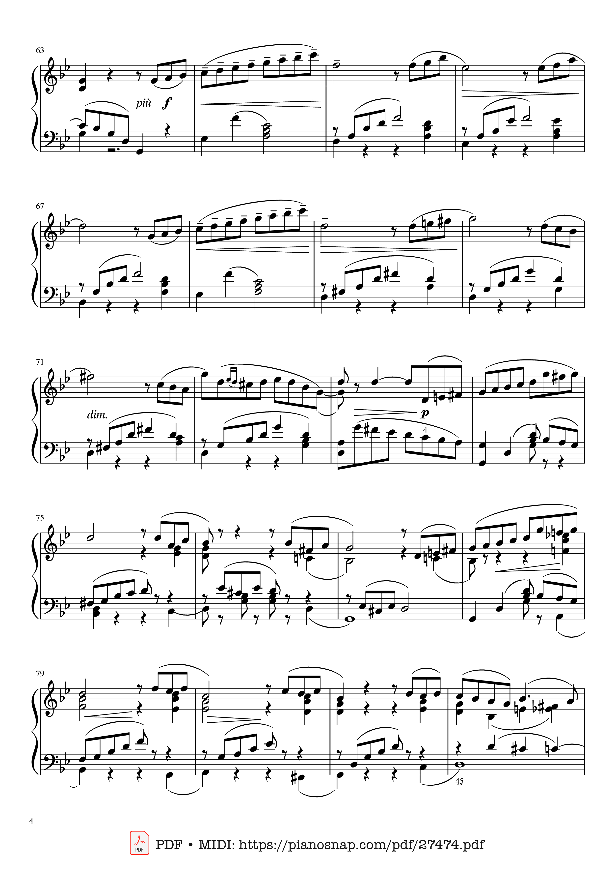 Page 4 of Sheet music PDF Piano The Seasons, Op. 37a, June, Barcarolle, Tchaikovsky - Pyotr Ilyich Tchaikovsky