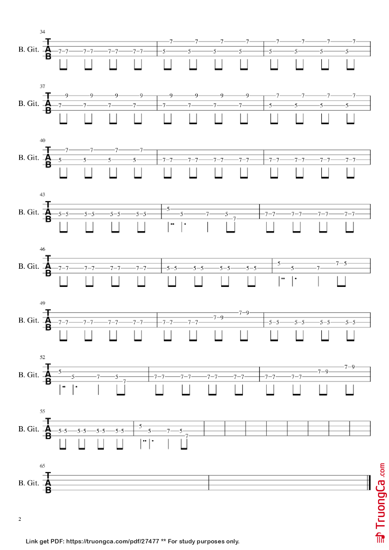 Page 2 of Sheet music PDF Guitar Tab Paranoid Bass Tab Guitar TAB - Composer