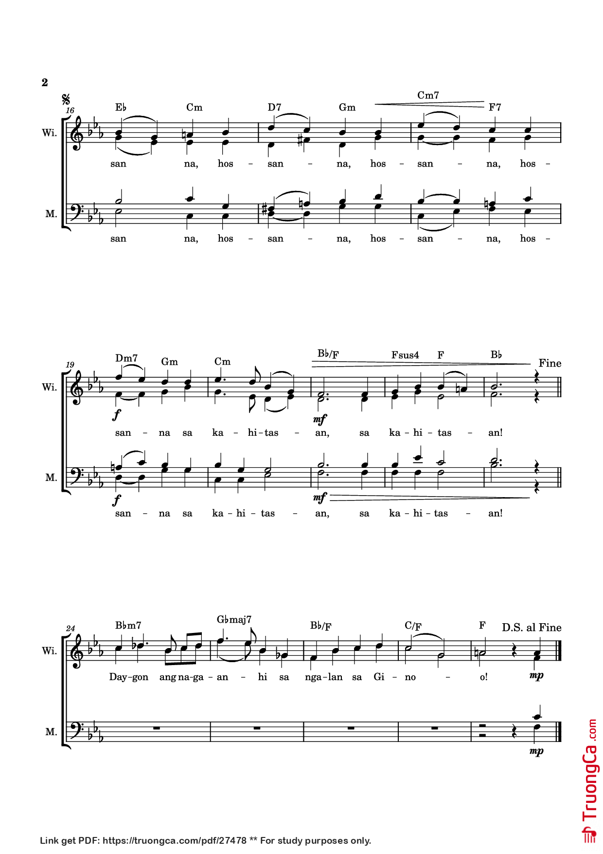 Page 2 of Sheet music PDF Santos (8th Mass) - Msgr. Rudy Villanueva