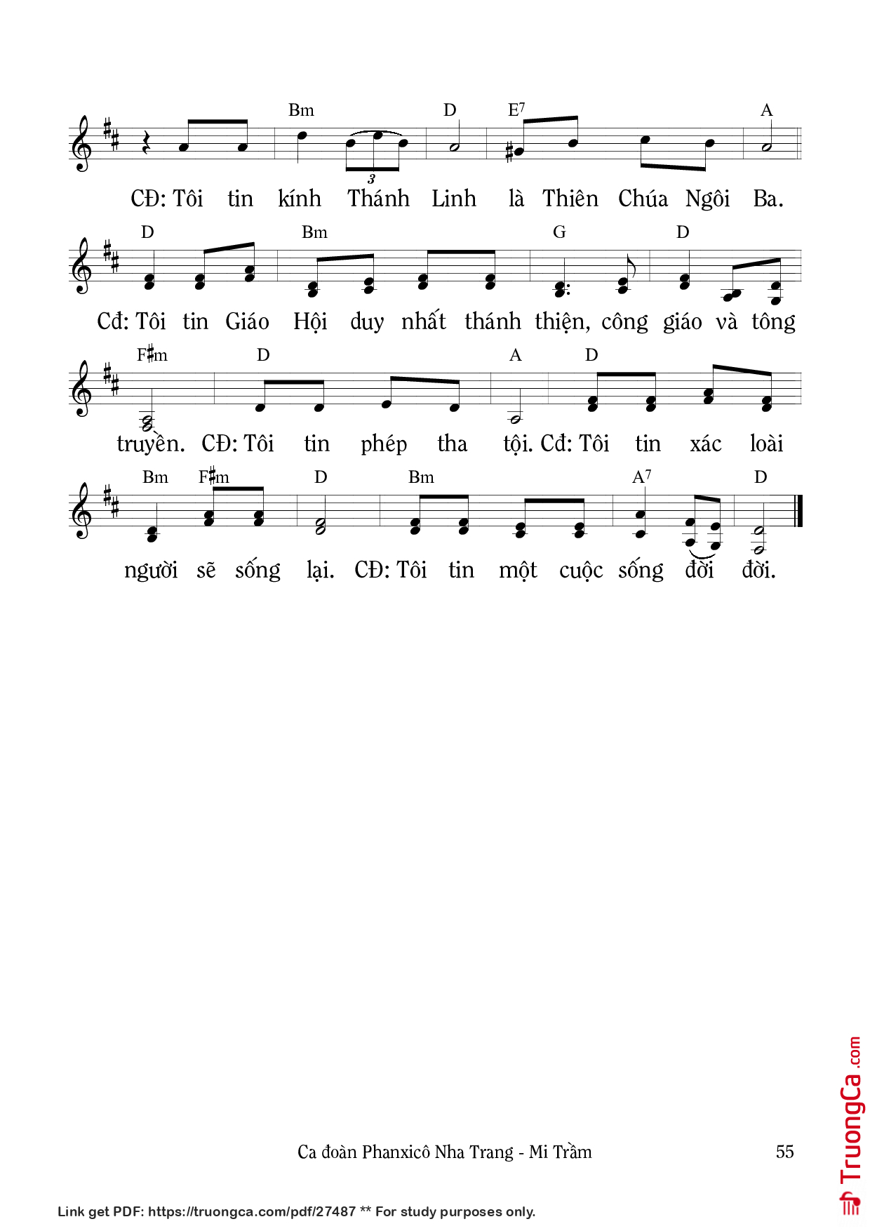 Page 2 of Sheet music PDF Tôi tin - Lm. Hoài Đức