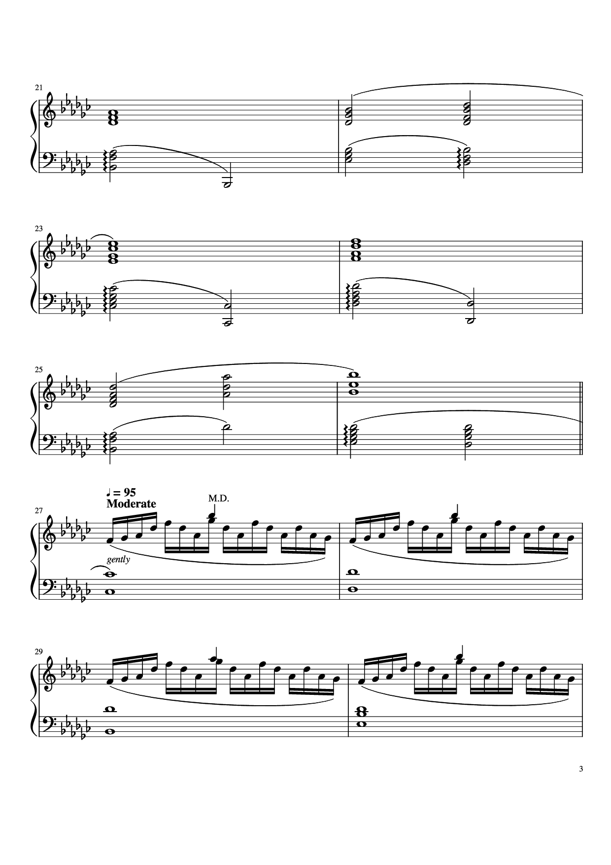 Page 3 of Sheet music PDF Piano Again Piano - Performed by TheIshter Sheets by Bomb & Kou Revised by Großmeister Gee