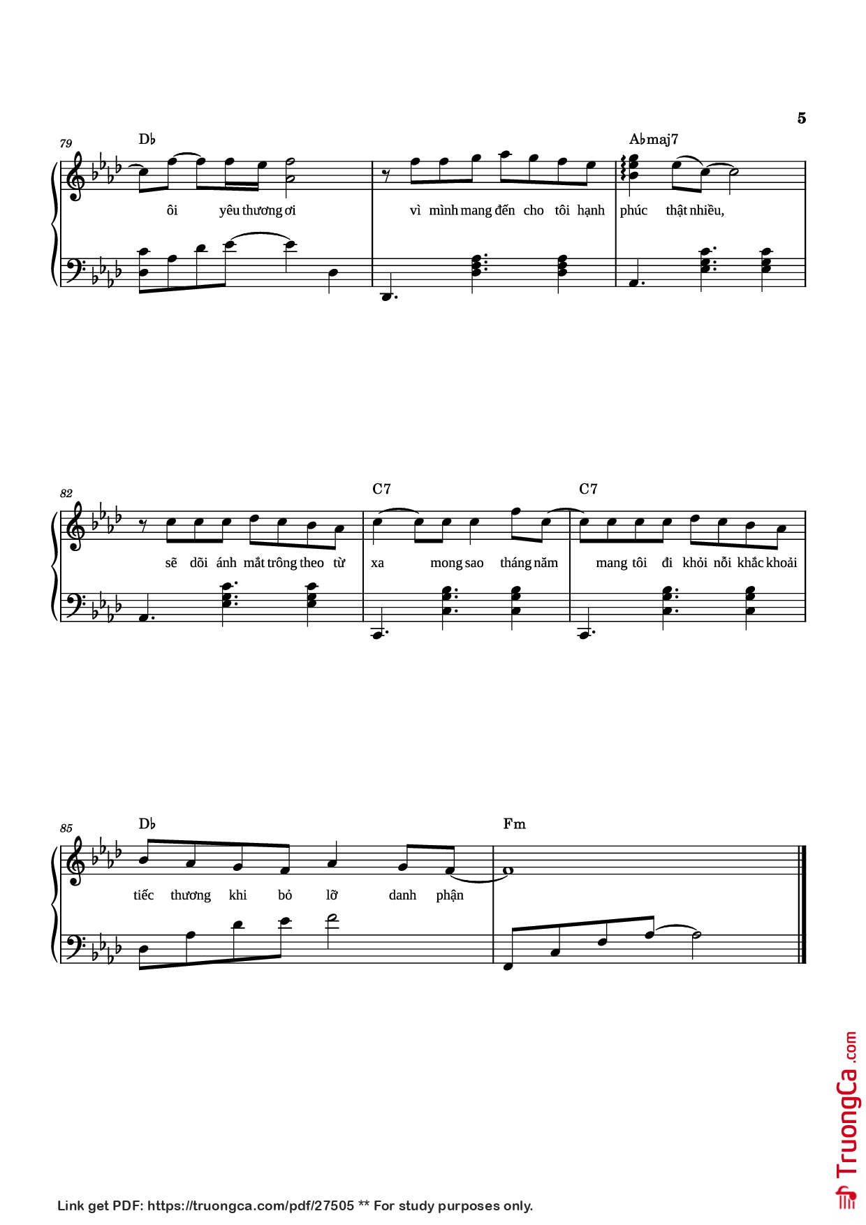 Page 5 of Sheet music PDF Piano Sau Lời từ Khước (OST Mai) Piano - Phan Mạnh Quỳnh