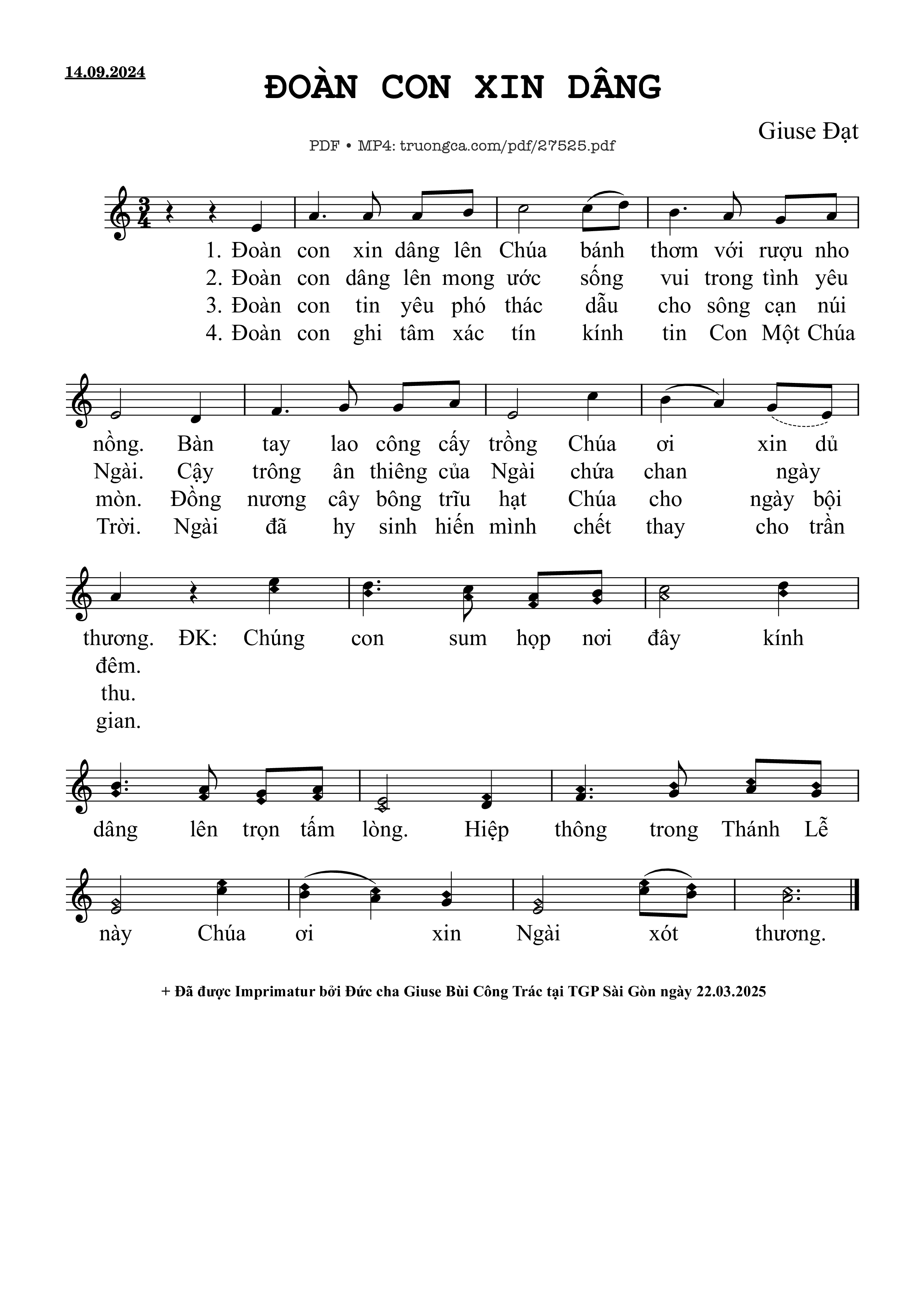 Sheet PDF of Đoàn Con Xin Dâng