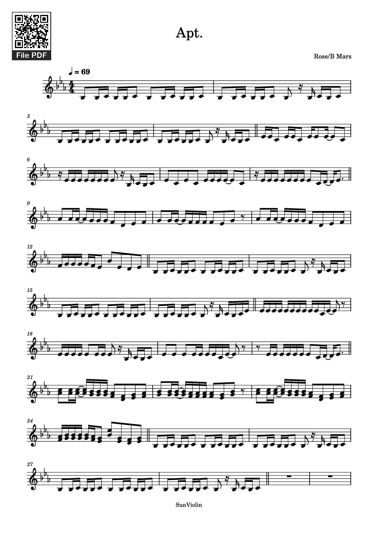 Page 1 of Sheet music PDF Apt. Violin - Rose/B Mars