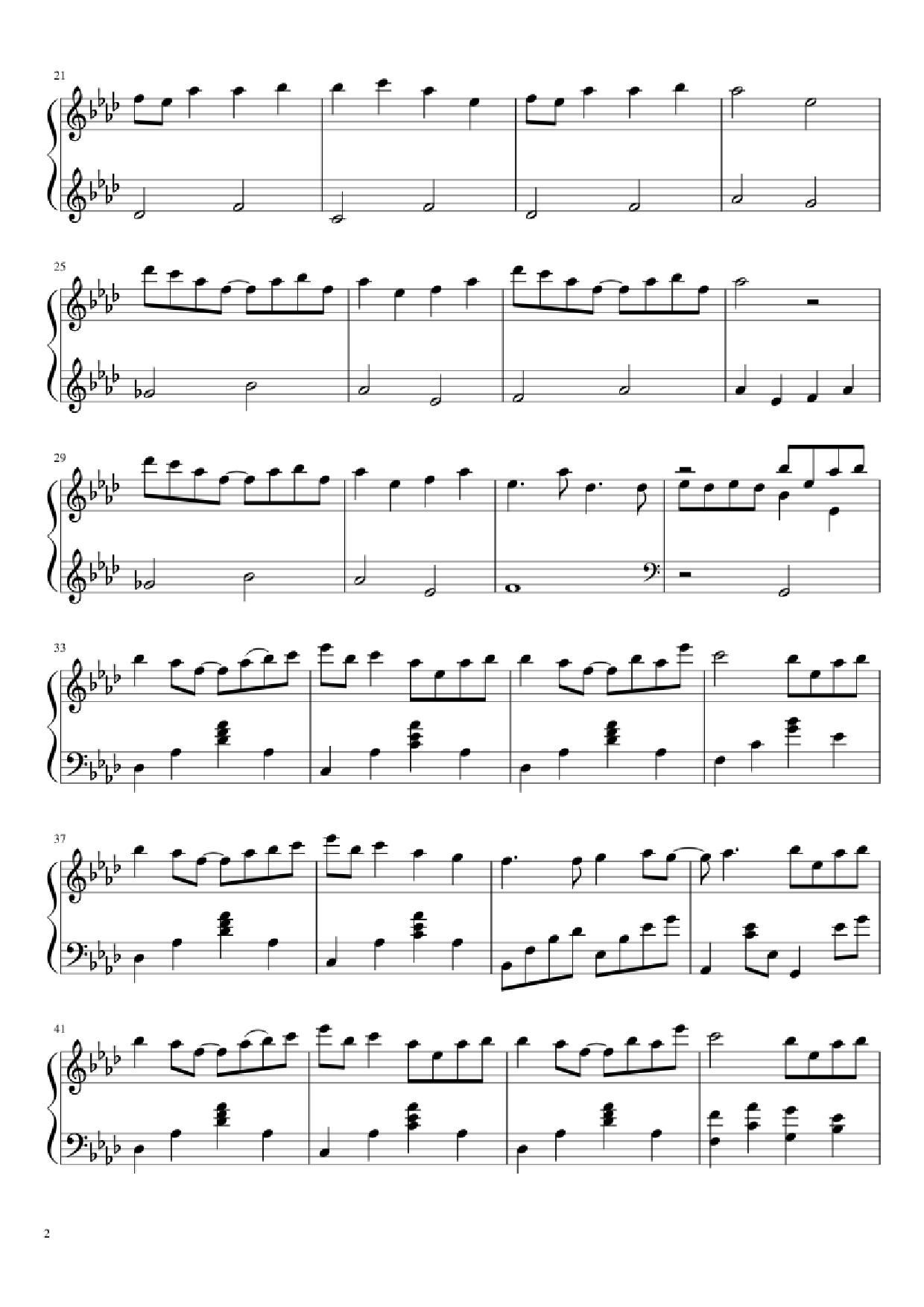Page 2 of Sheet music PDF Piano Dango Daikazoku Piano - Jun Maeda