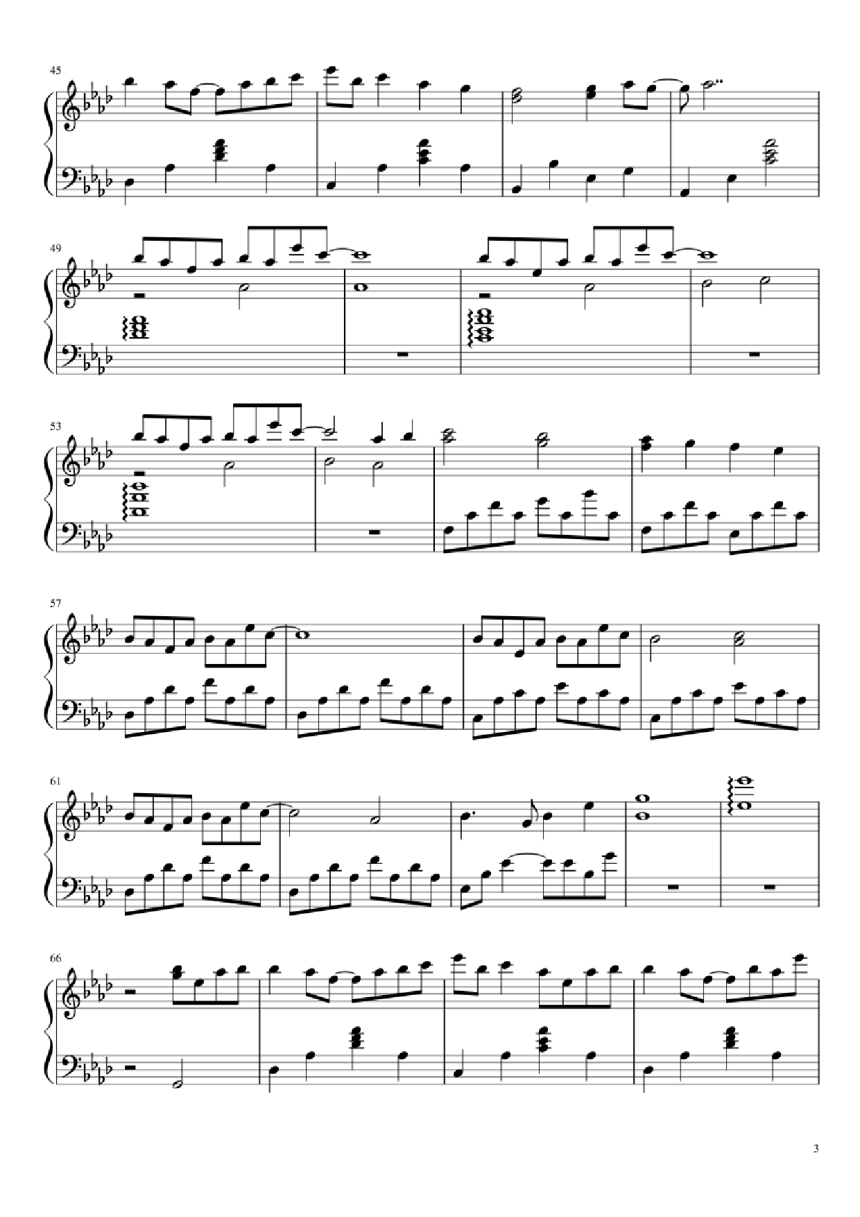Page 3 of Sheet music PDF Piano Dango Daikazoku Piano - Jun Maeda