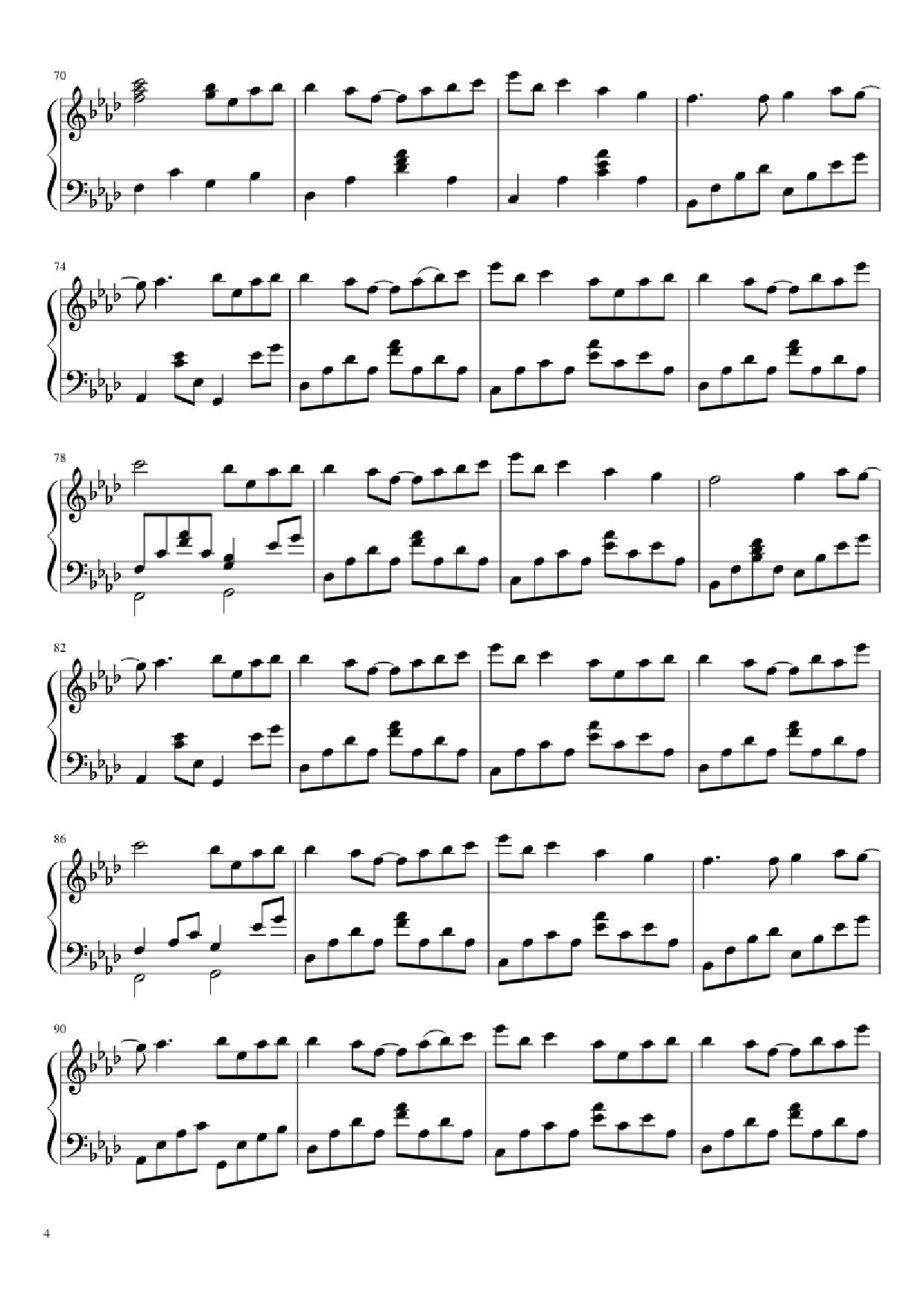 Page 4 of Sheet music PDF Piano Dango Daikazoku Piano - Jun Maeda