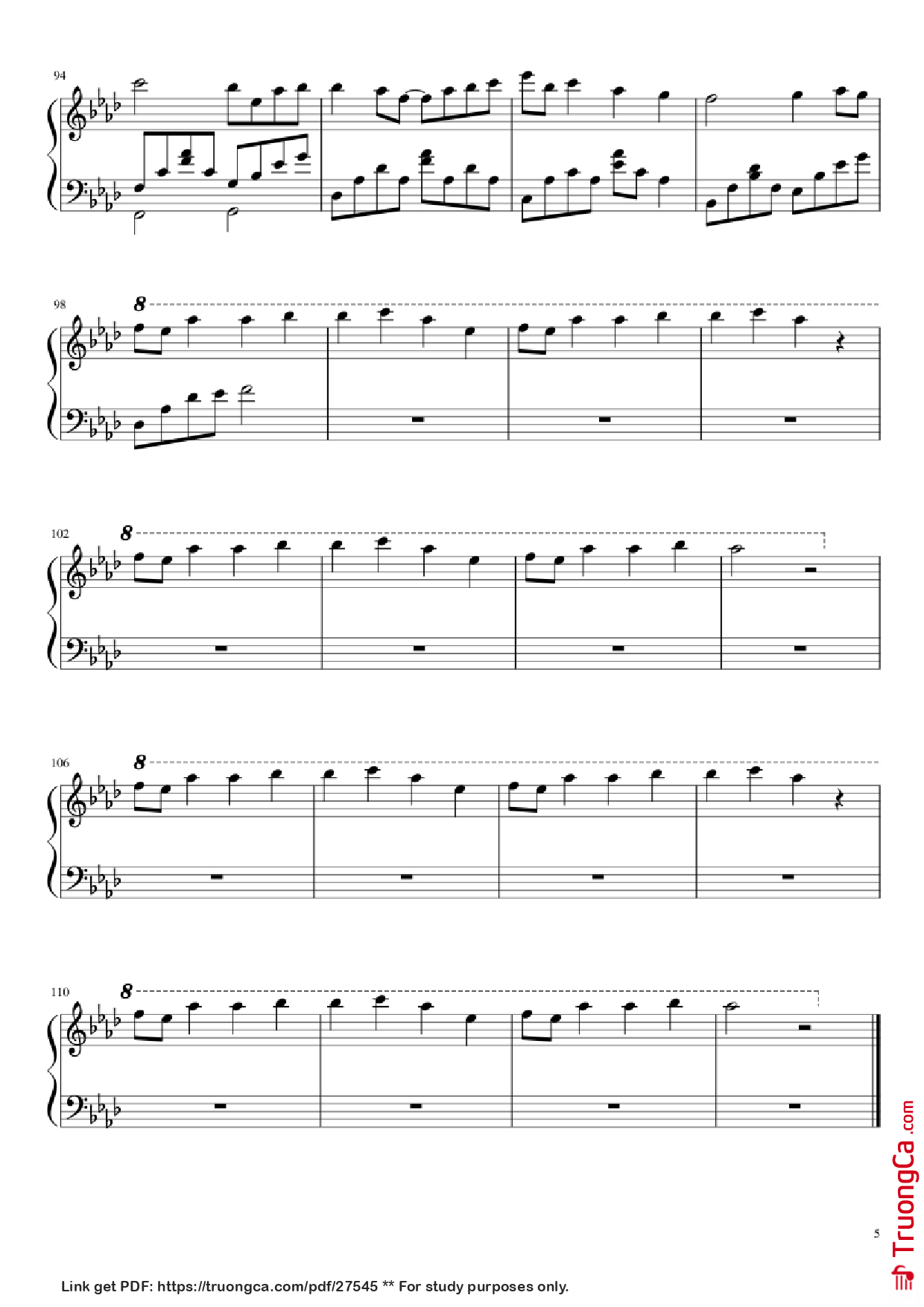 Page 5 of Sheet music PDF Piano Dango Daikazoku Piano - Jun Maeda