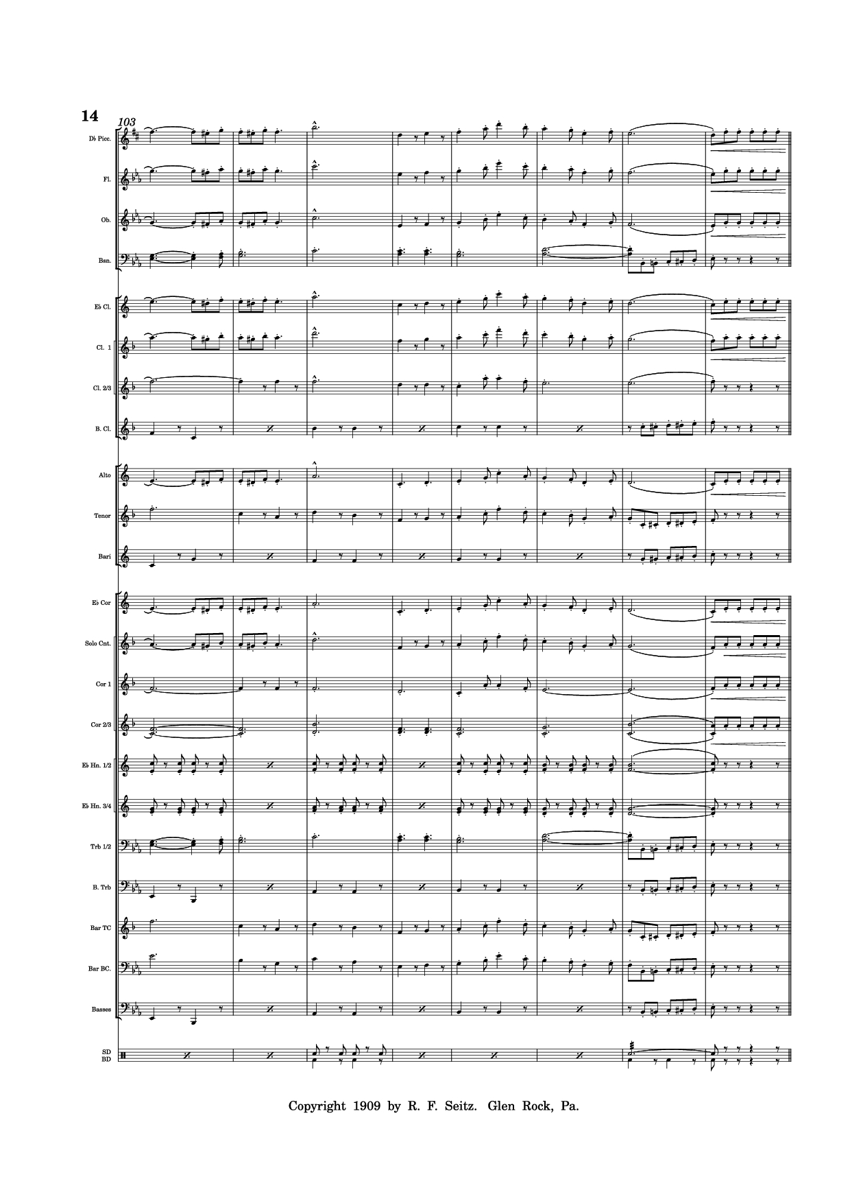 Page 14 of Sheet music PDF March "Grandioso" - Redhills