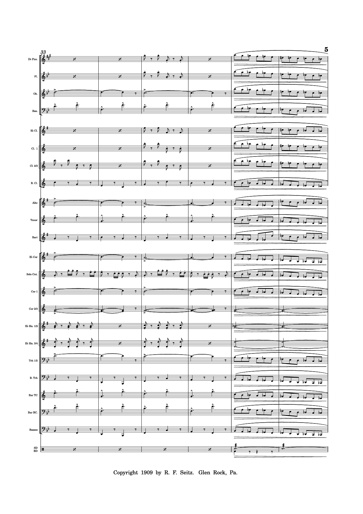 Page 5 of Sheet music PDF March "Grandioso" - Redhills