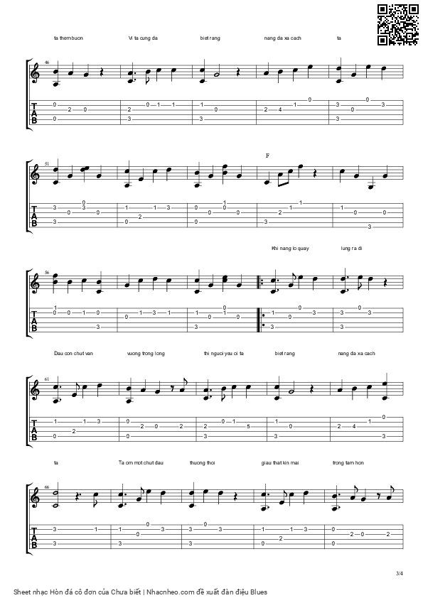 Page 3 of Sheet music PDF Hòn đá cô đơn - Chưa biết