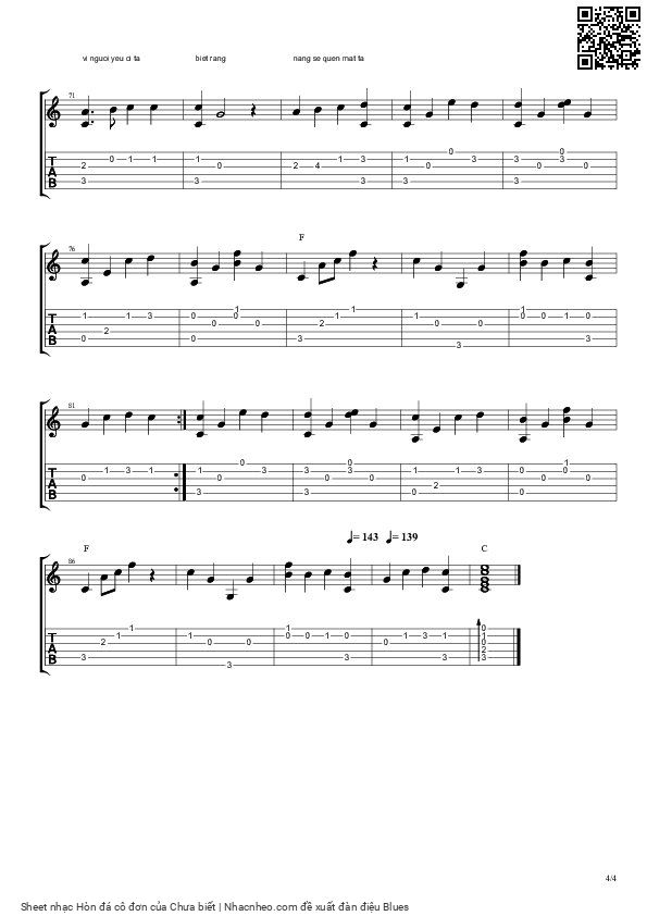 Page 4 of Sheet music PDF Hòn đá cô đơn - Chưa biết