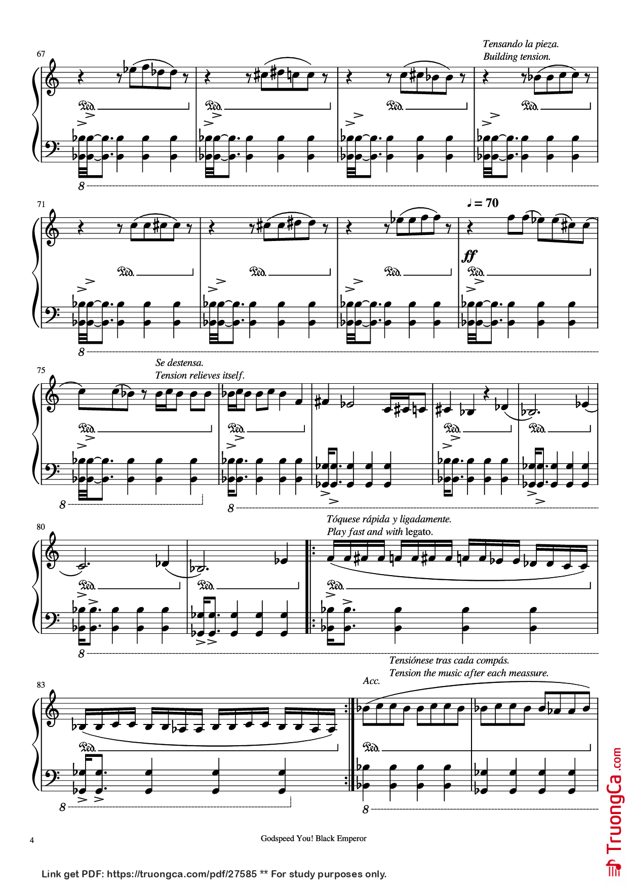 Page 4 of Sheet music PDF The Sad Mafioso Piano - Compositor: Godspeed You! Black Emperor