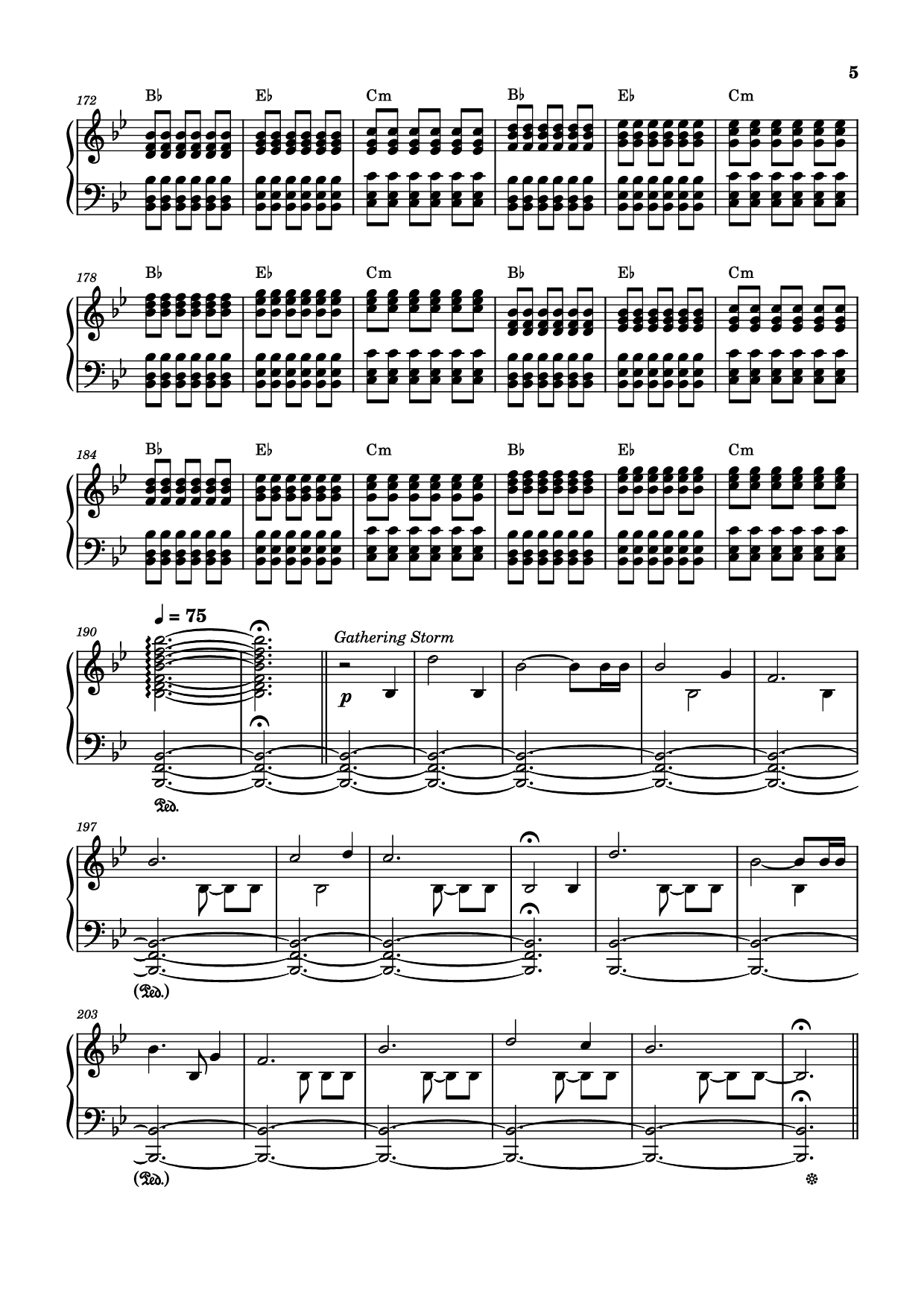 Page 5 of Sheet music PDF Storm/Gathering Storm Piano - Transcribed by: Sam Anderson