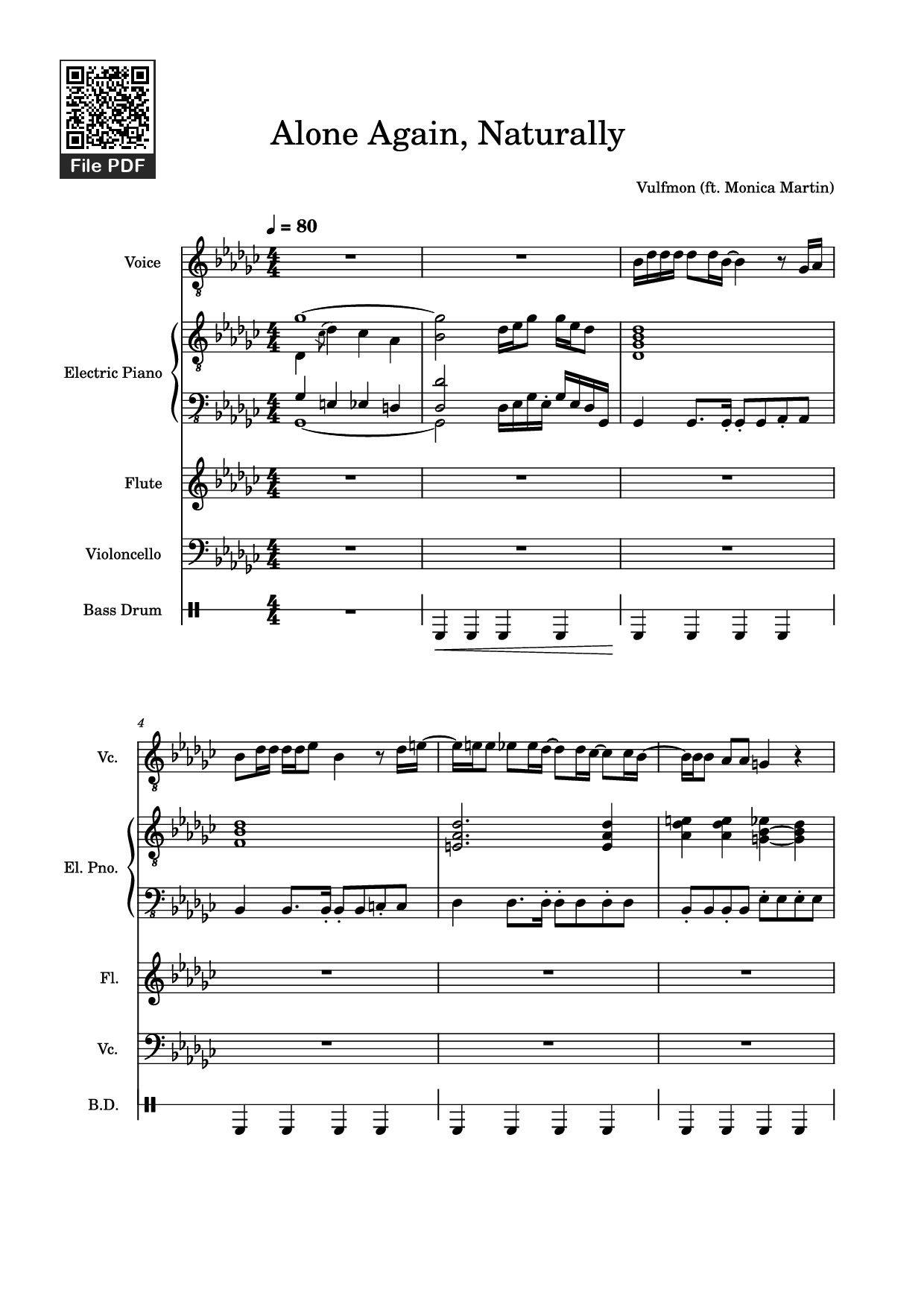 Sheet PDF of Alone Again, Naturally Piano