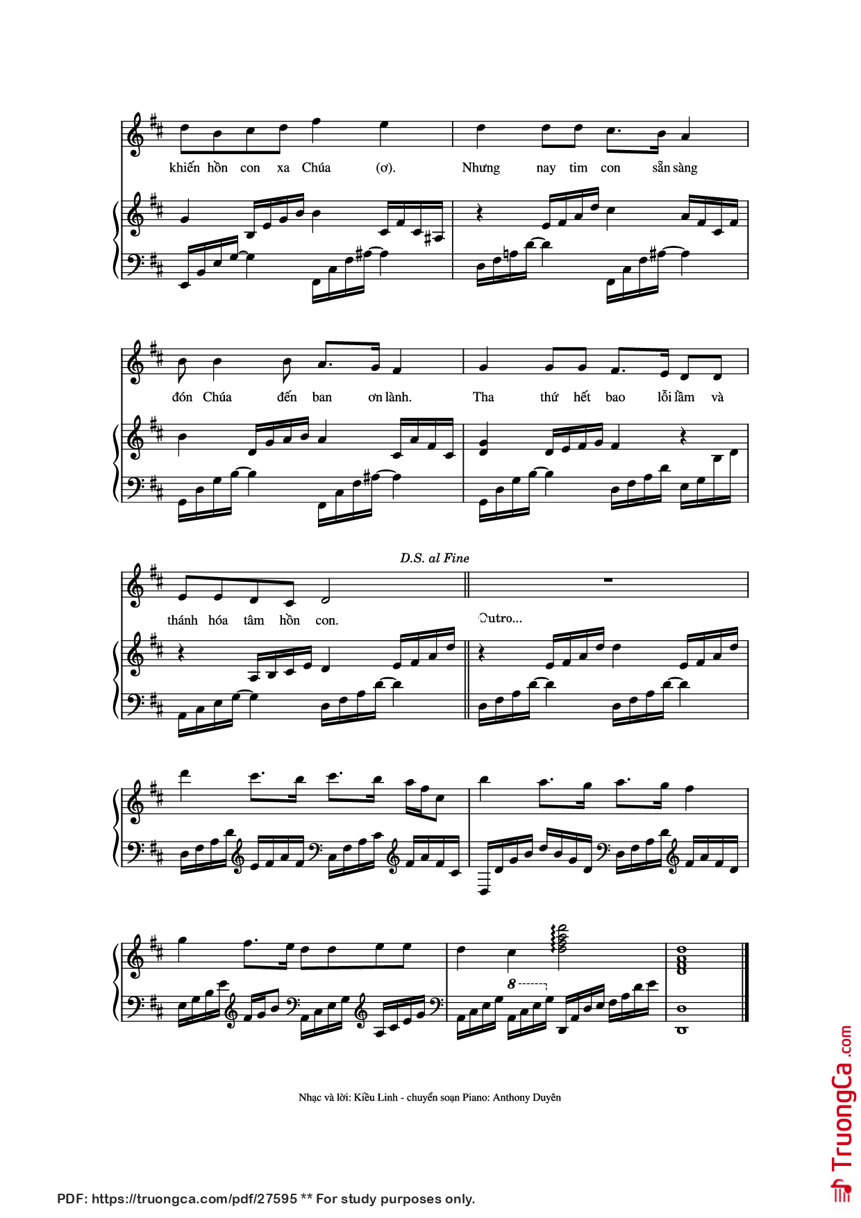Page 3 of Sheet music PDF Piano Phó Thác Piano đệm hát - Kiều Linh