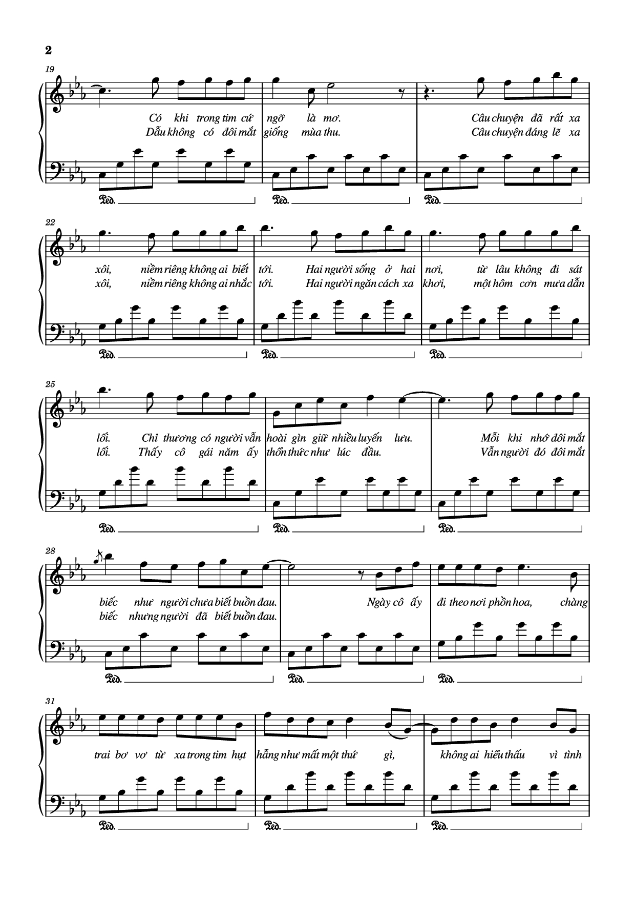Page 2 of Sheet music PDF Piano Có chàng trai viết lên cây Piano - Phan Mạnh Quỳnh