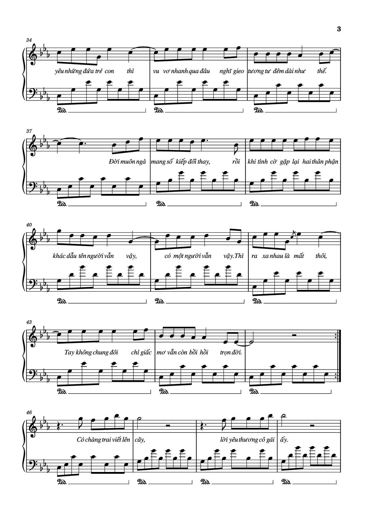 Page 3 of Sheet music PDF Piano Có chàng trai viết lên cây Piano - Phan Mạnh Quỳnh