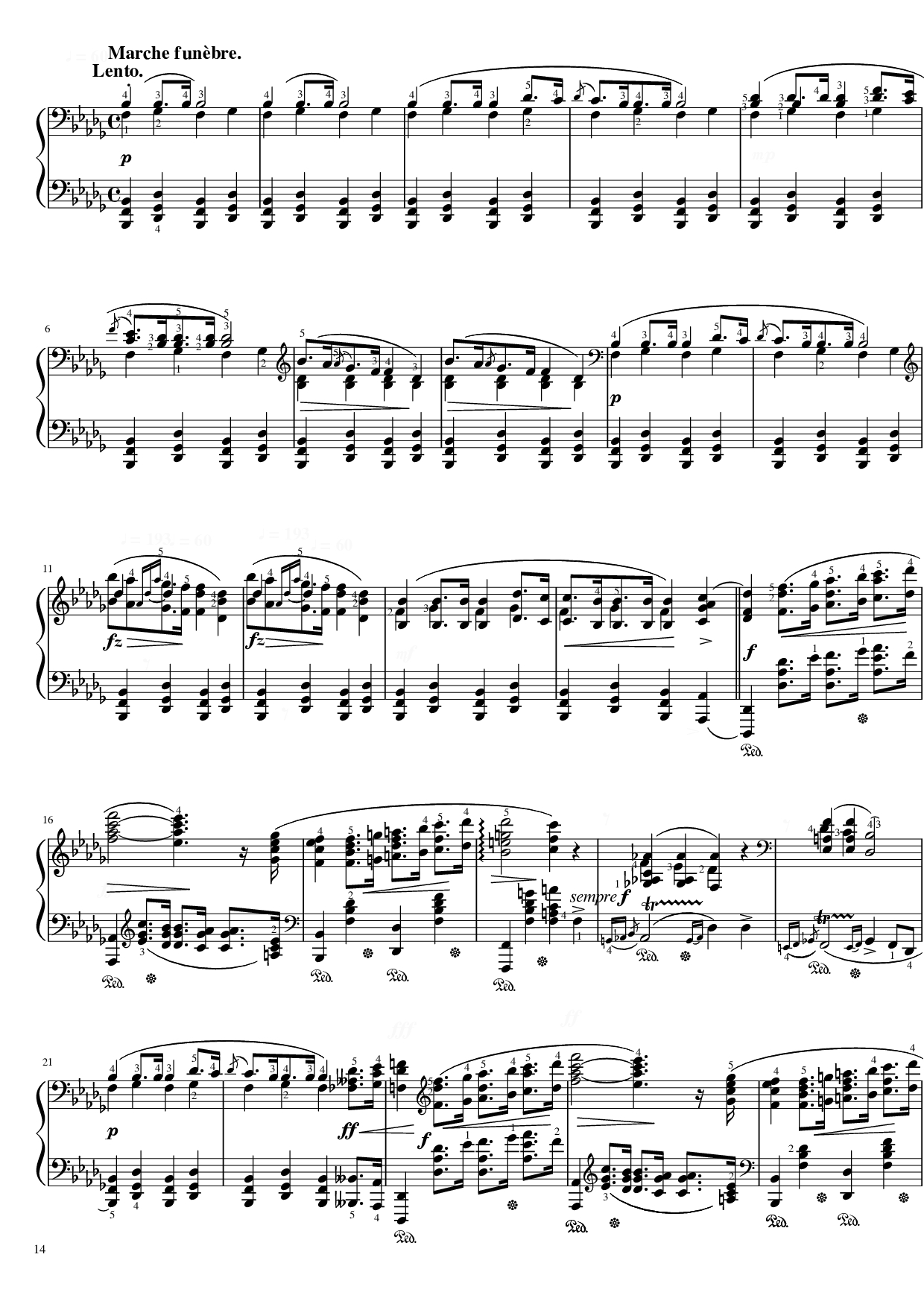 Page 14 of Sheet music PDF Piano Funeral March Sonata No. 2 Op. 35 (Chopin) - Frédéric Chopin