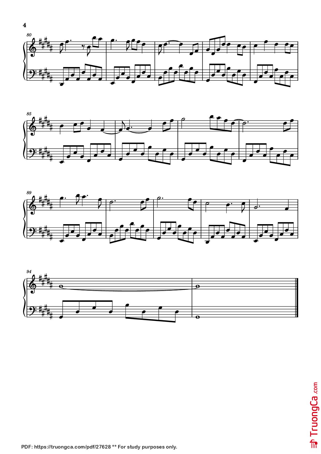 Page 4 of Sheet music PDF Piano 远舟的少年 Piano (Niên Thiếu Của Viễn Châu) - 夕林子休