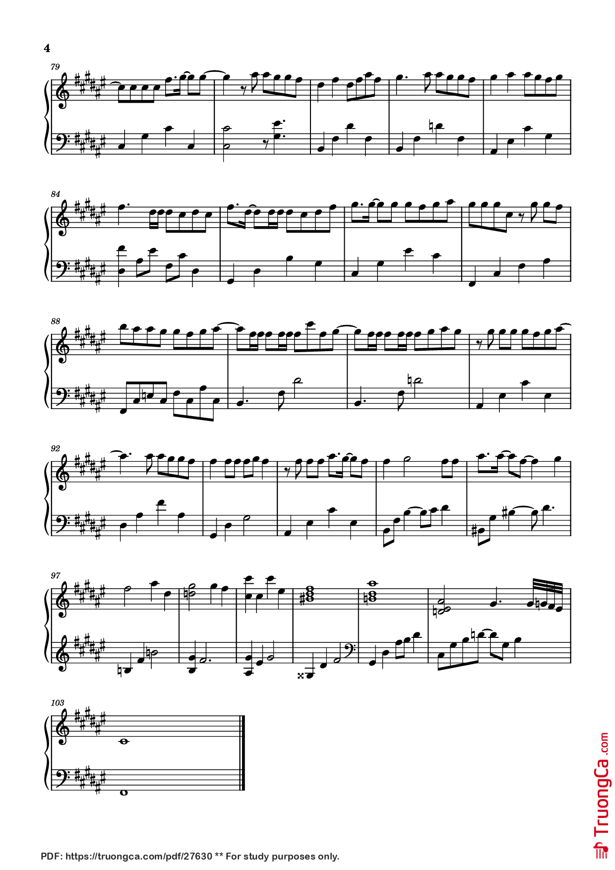 Page 4 of Sheet music PDF Piano 跳楼机 Piano (Tháp rơi tự do) - 鹿柯的宁叔