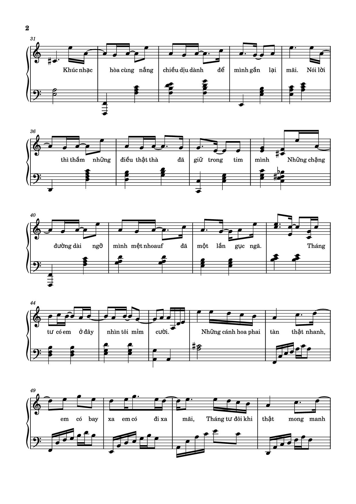 Page 2 of Sheet music PDF Piano Tháng Tư Là Lời Nói Dối Của Em Piano (easy) - Hà Anh Tuấn