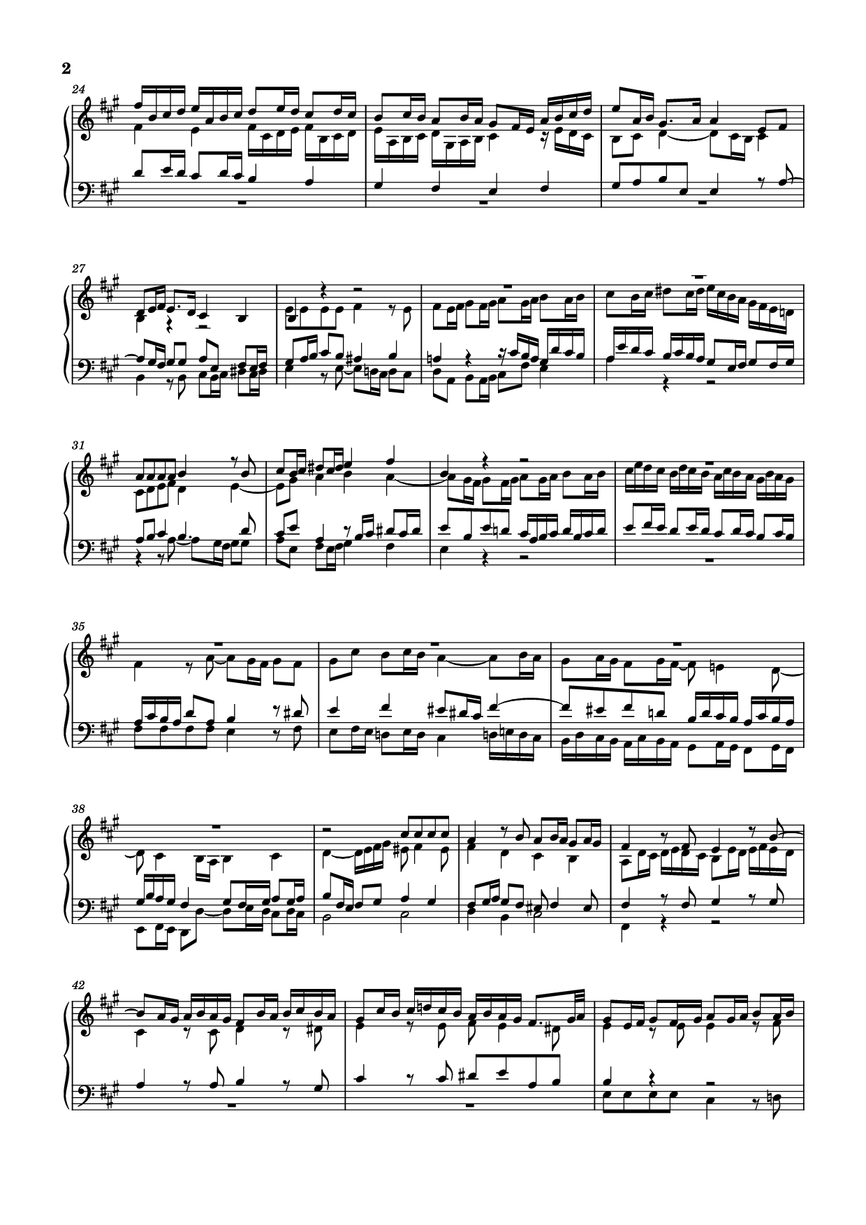 Page 2 of Sheet music PDF Piano Fugue in A Major Piano - Johann Sebastian Bach