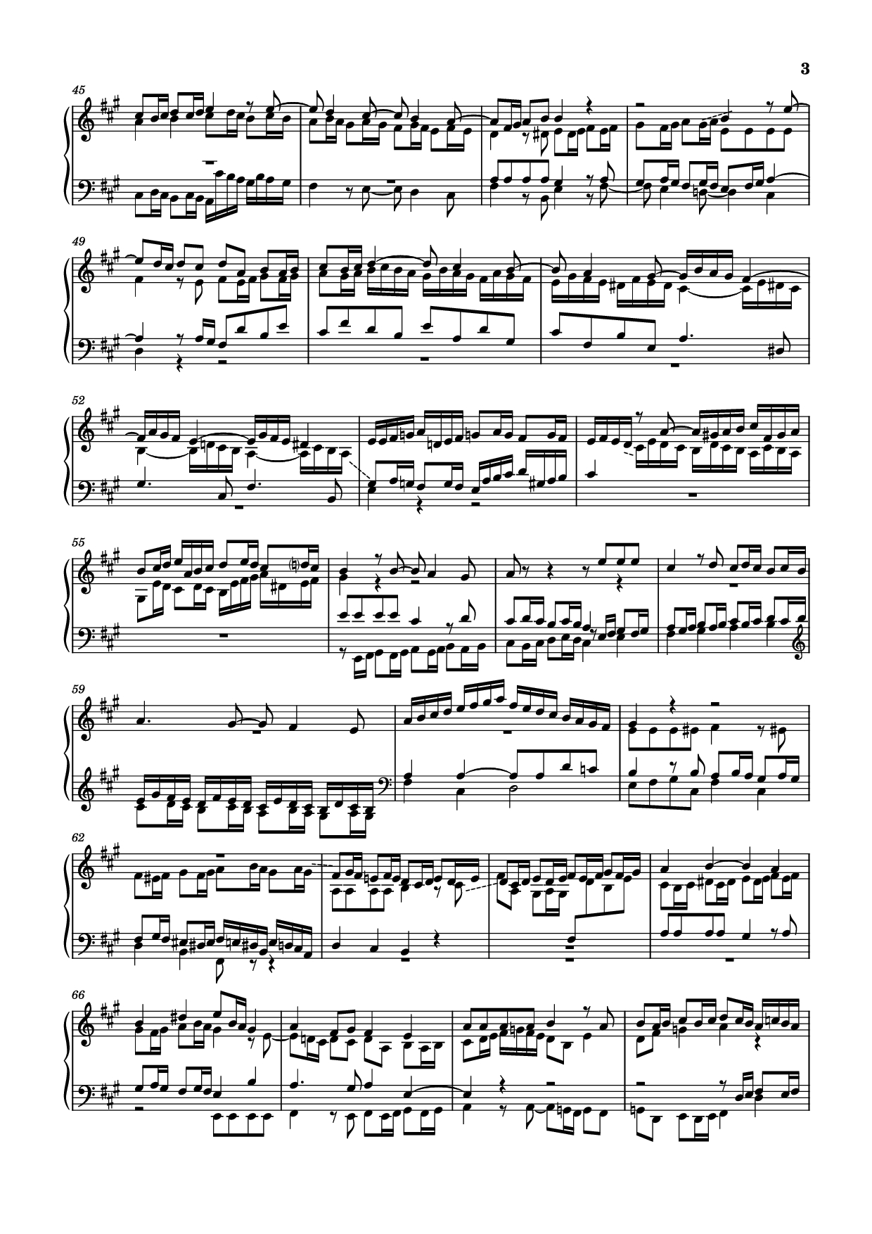 Page 3 of Sheet music PDF Piano Fugue in A Major Piano - Johann Sebastian Bach
