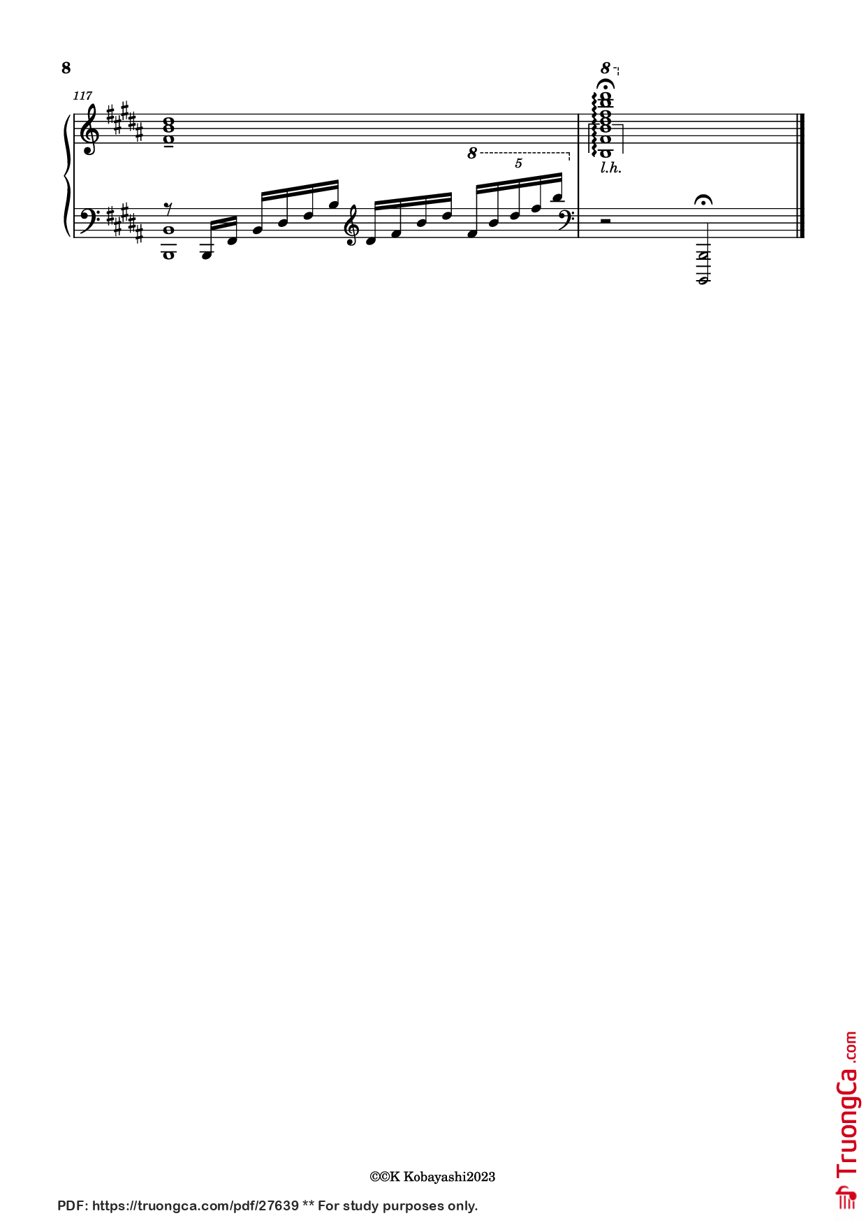 Page 8 of Sheet music PDF Piano Endless Rain Piano - Composer:YOSHIKI