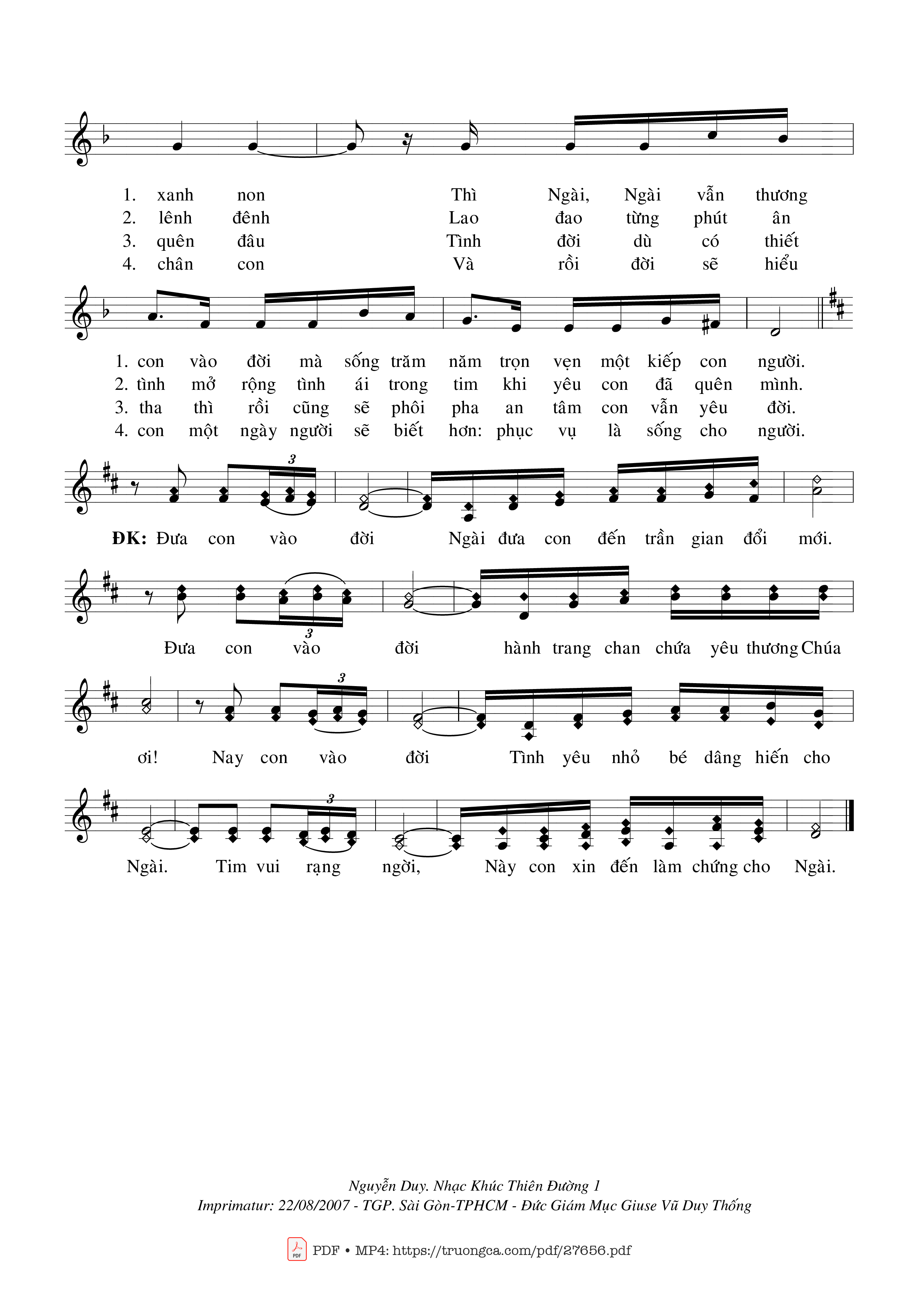 Page 2 of Sheet music PDF Khi Con Vào Đời - Nguyễn Duy