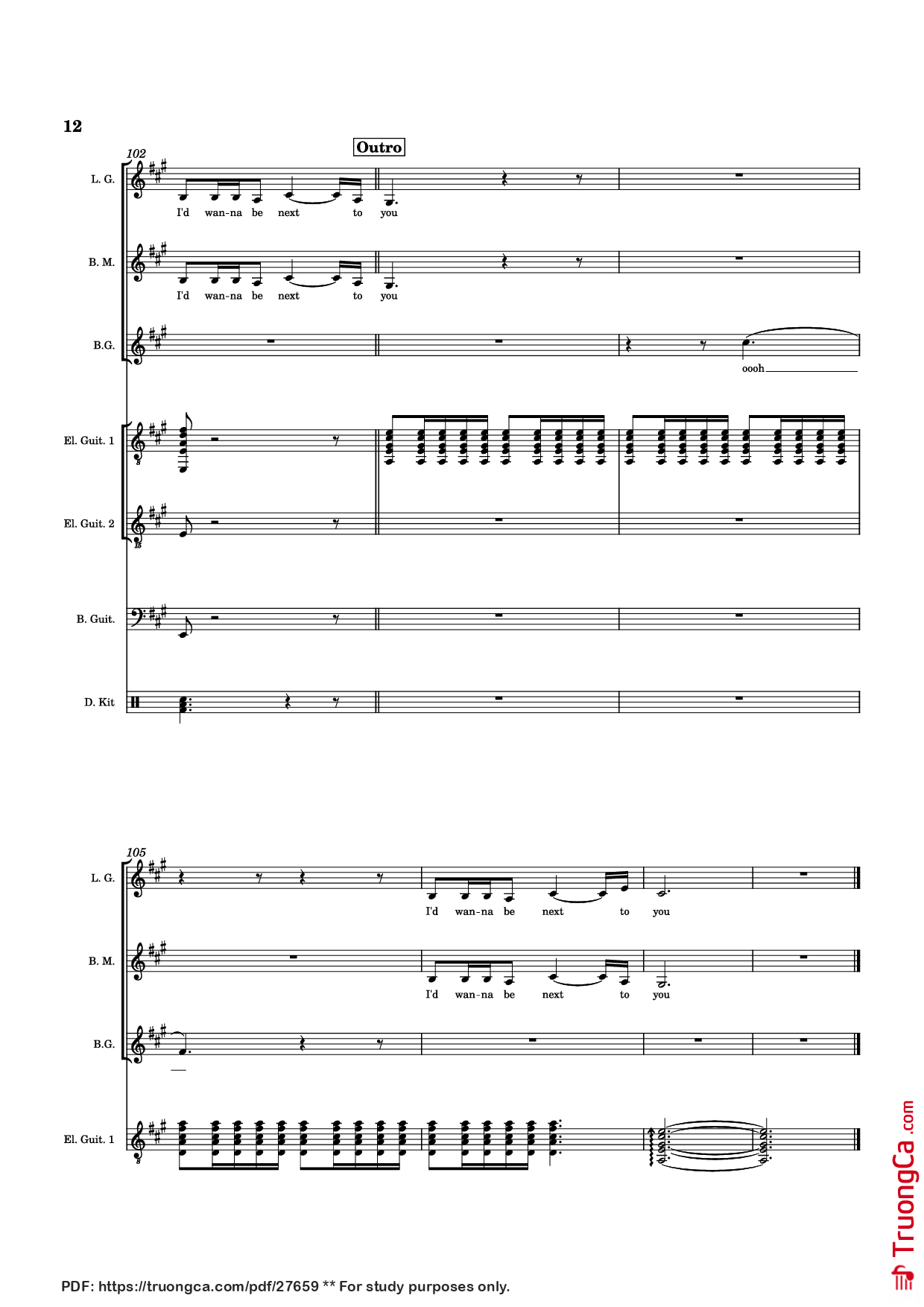 Page 12 of Sheet music PDF Piano Guitar Tab Die With A Smile Piano - Arr. Keilani Bolhuis
