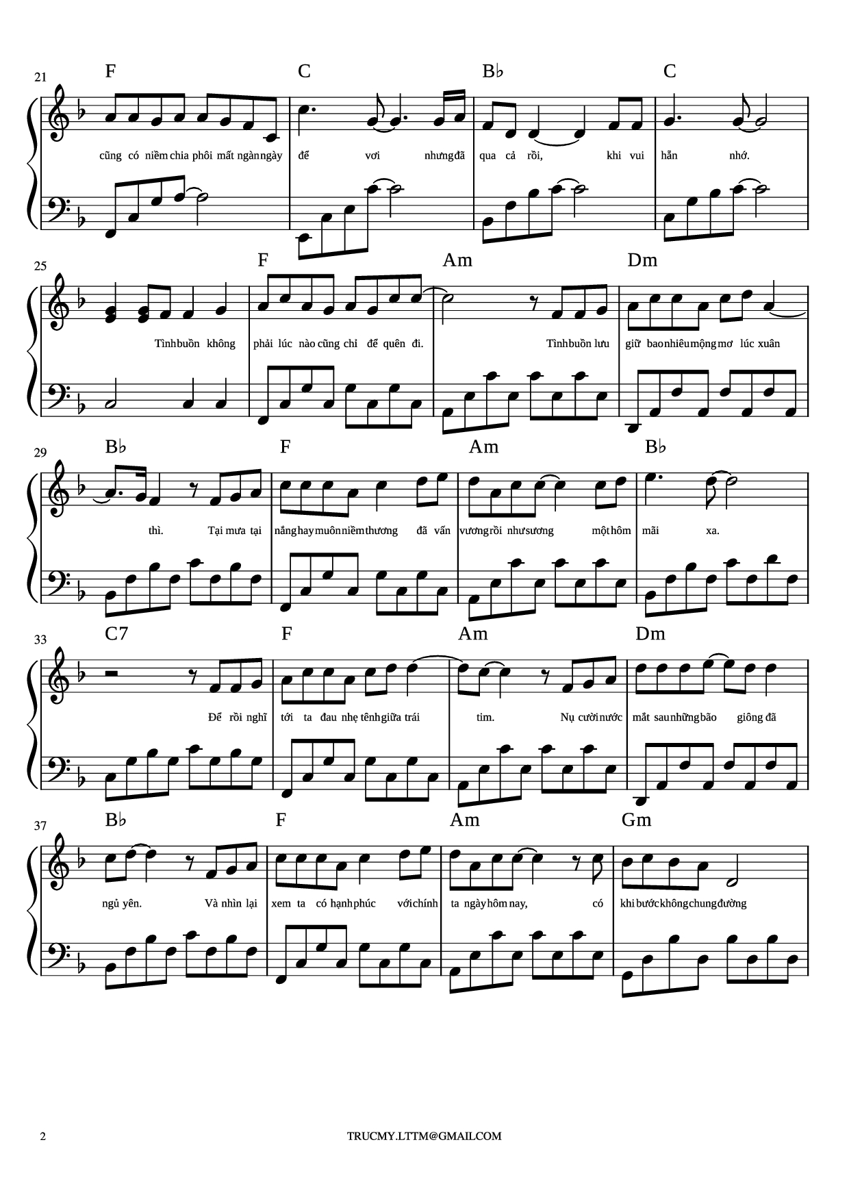 Page 2 of Sheet music PDF Piano Xuân thì Piano cover - Phan Mạnh Quỳnh